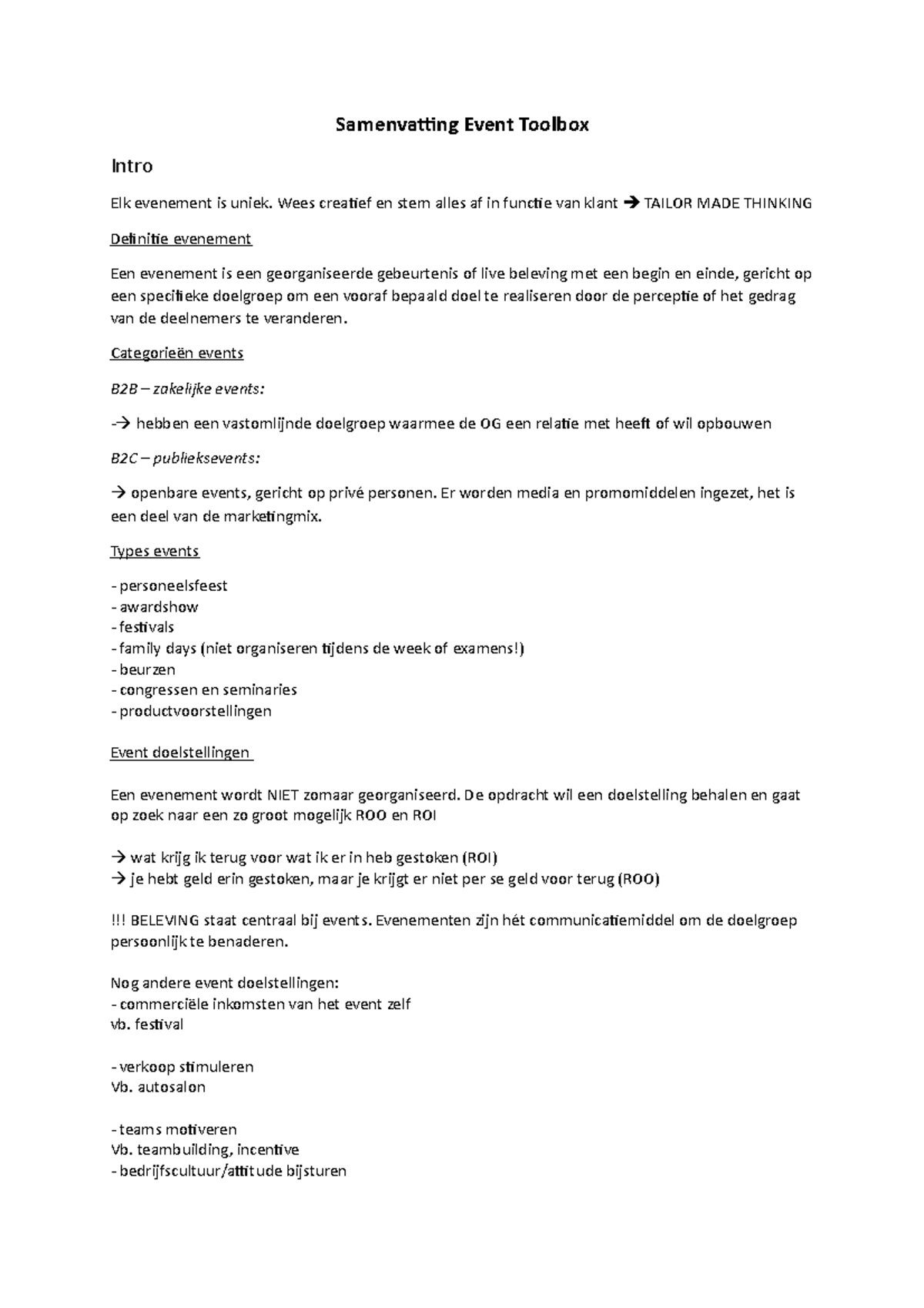 Samenvatting Event Toolbox - Samenvatting Event Toolbox Intro Elk ...