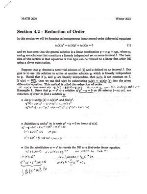 4.1 Preliminary Theory of Linear Equations - ,. Solve: an(x)dx n +an-i ...