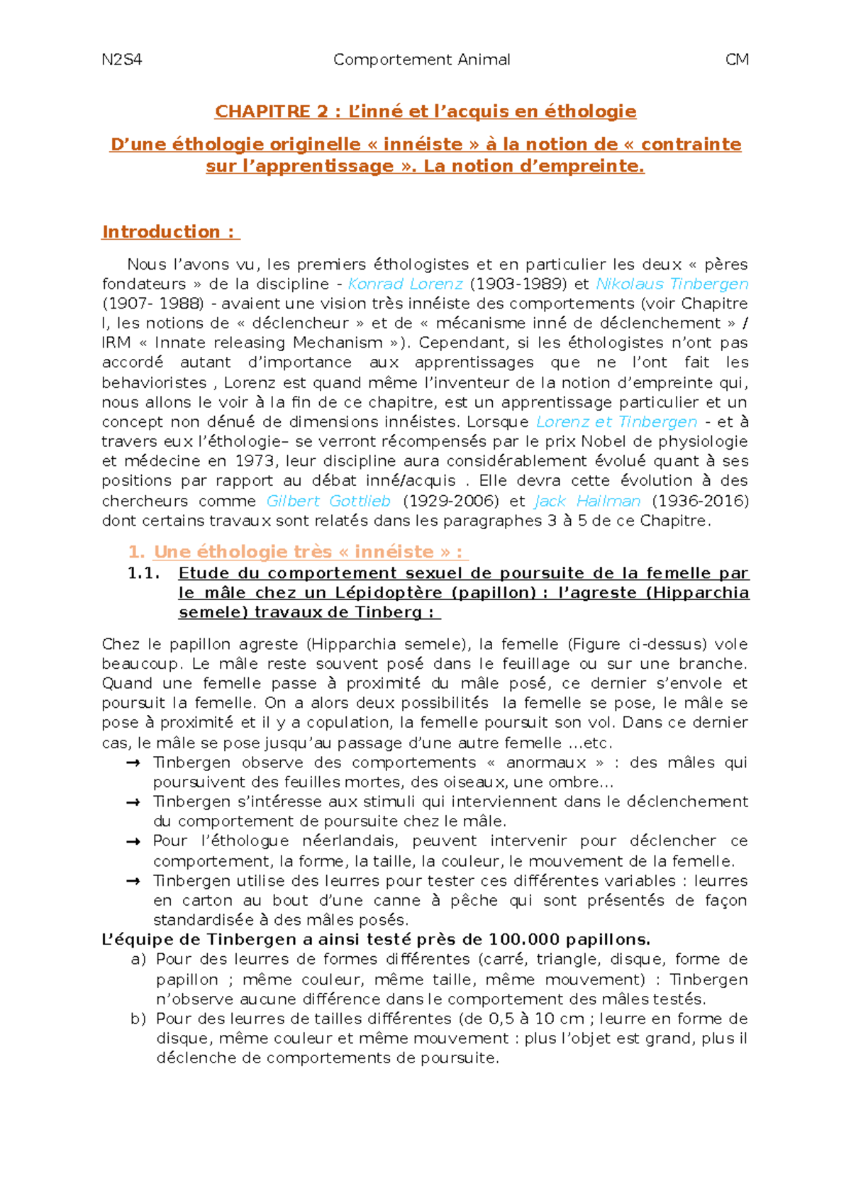 L’inné et l’acquis en éthologie CH2 CHAPITRE 2 L’inné et l’acquis — free download