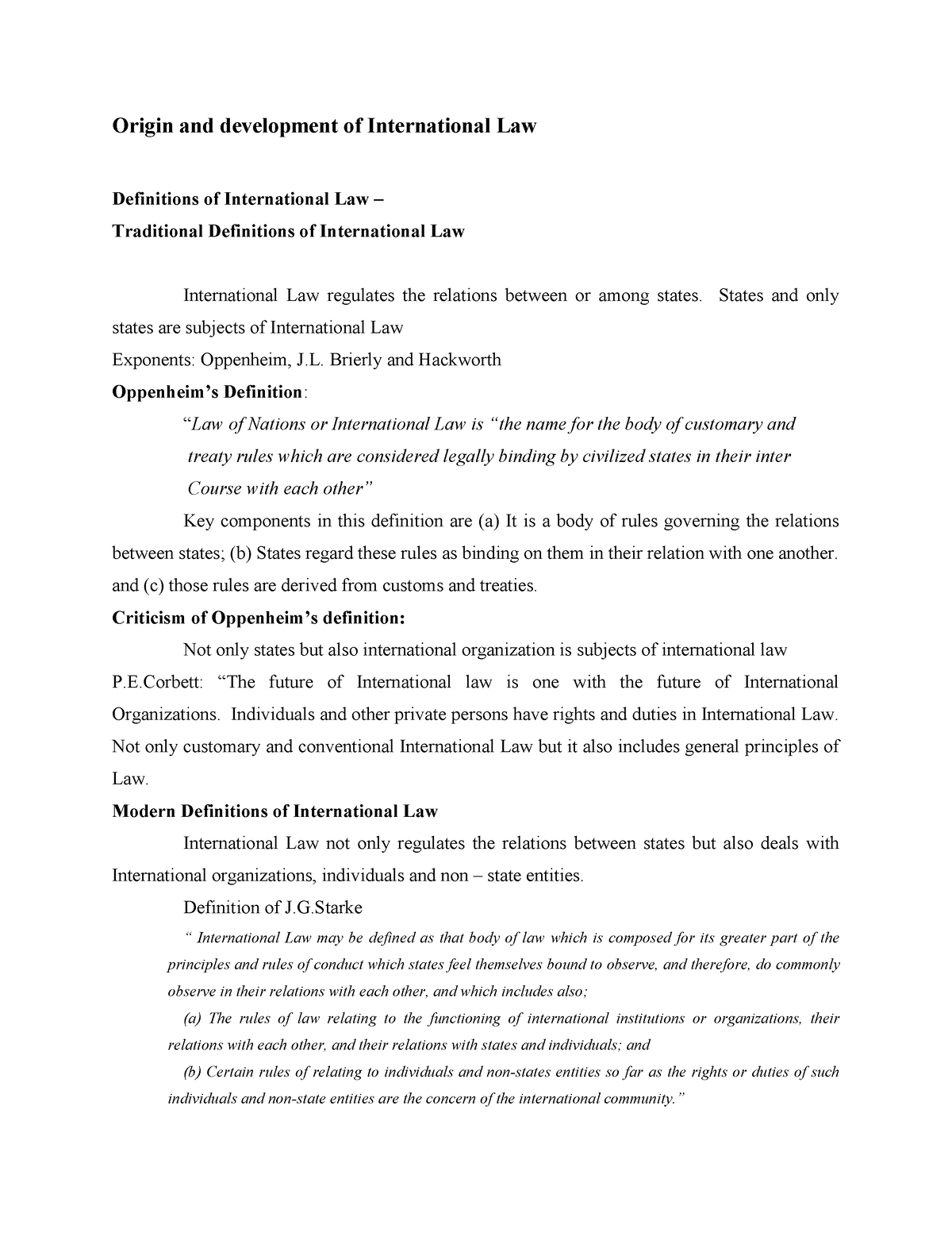 Units 1-4 notes public International law - Origin and development of ...