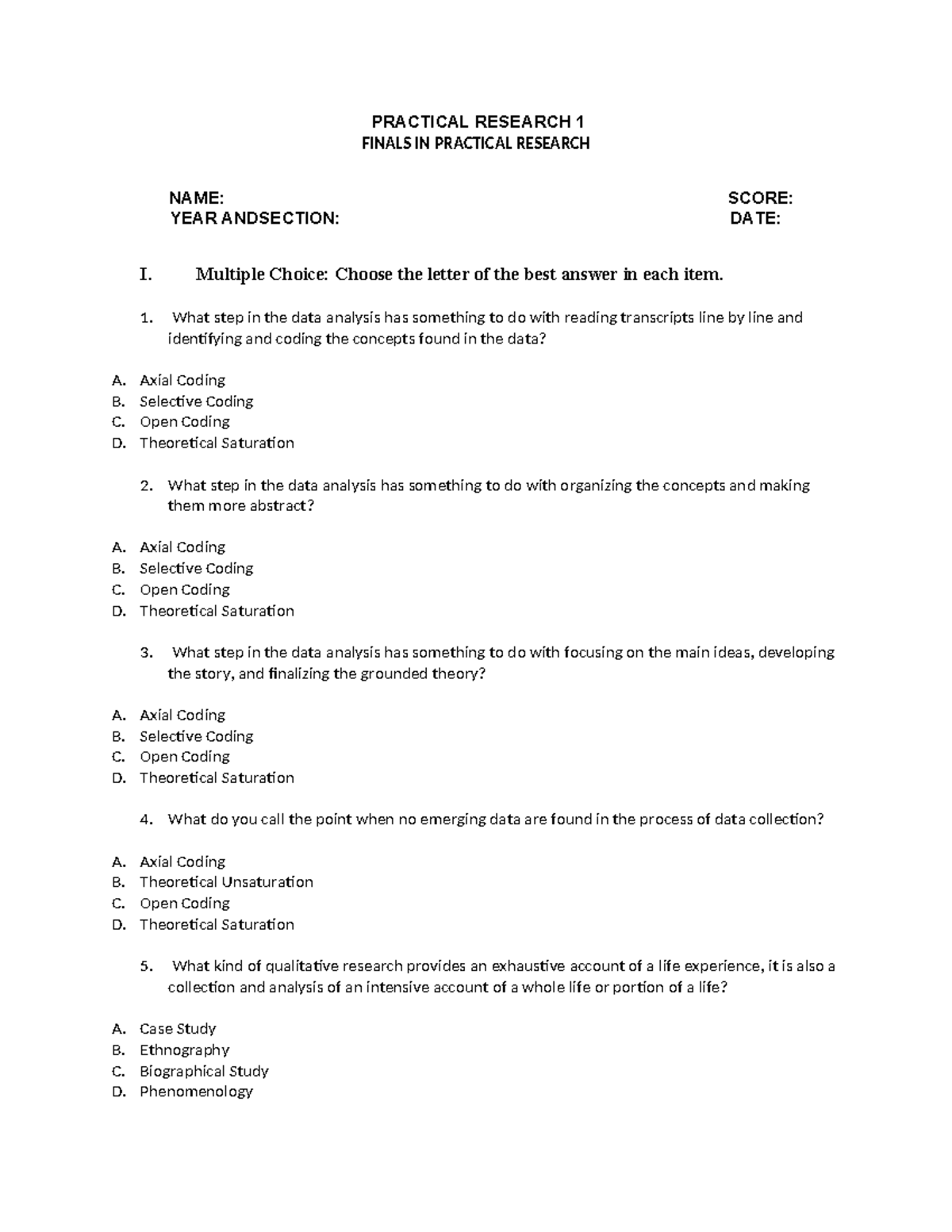 Finals IN Practical Research 1 - PRACTICAL RESEARCH 1 FINALS IN ...