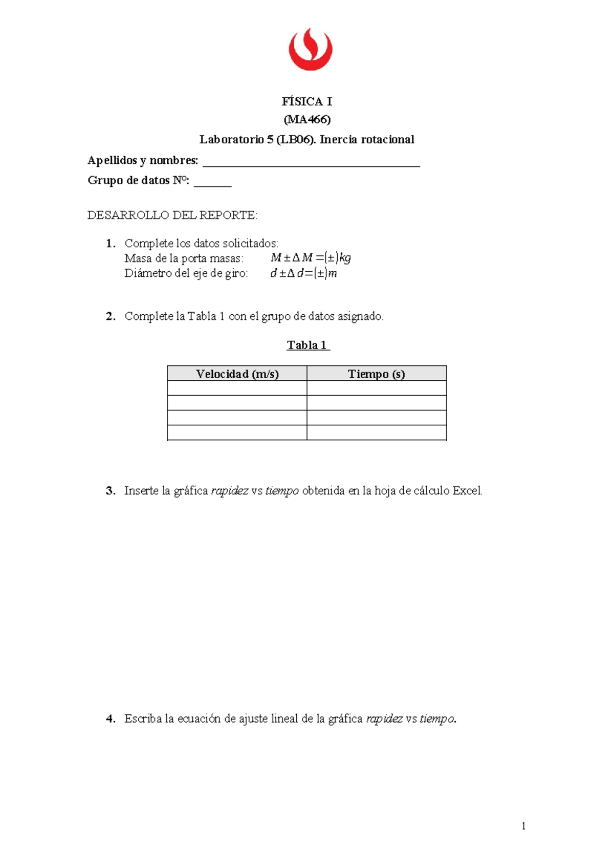 Reporte De Laboratorio 5 De Física I FÍsica I Ma466 Laboratorio 5