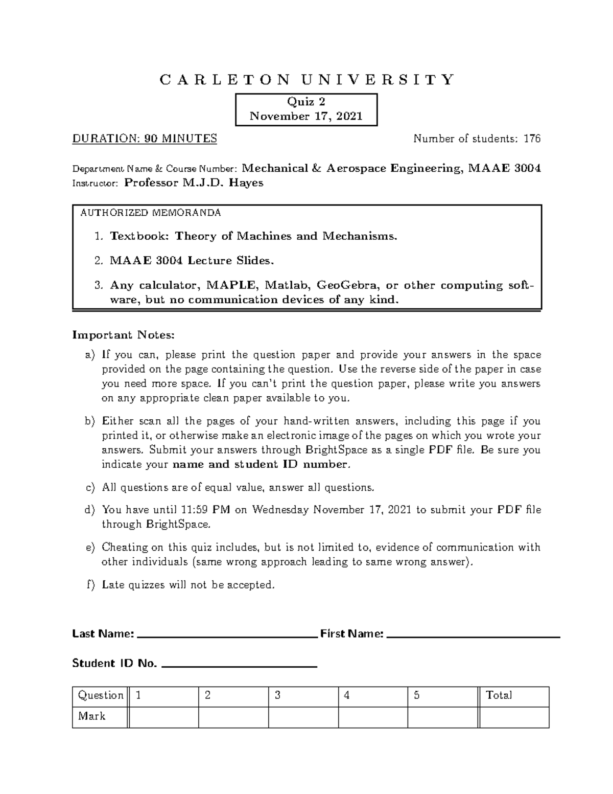 MAAE3004 Quiz 2 F2021 - Quiz 2 - Maae 3004 - Carleton - Studocu