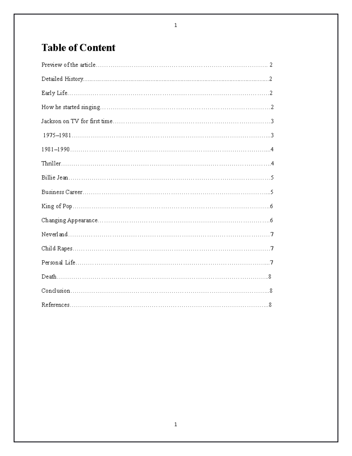 History of Jackson Table of Content Preview of the Studocu