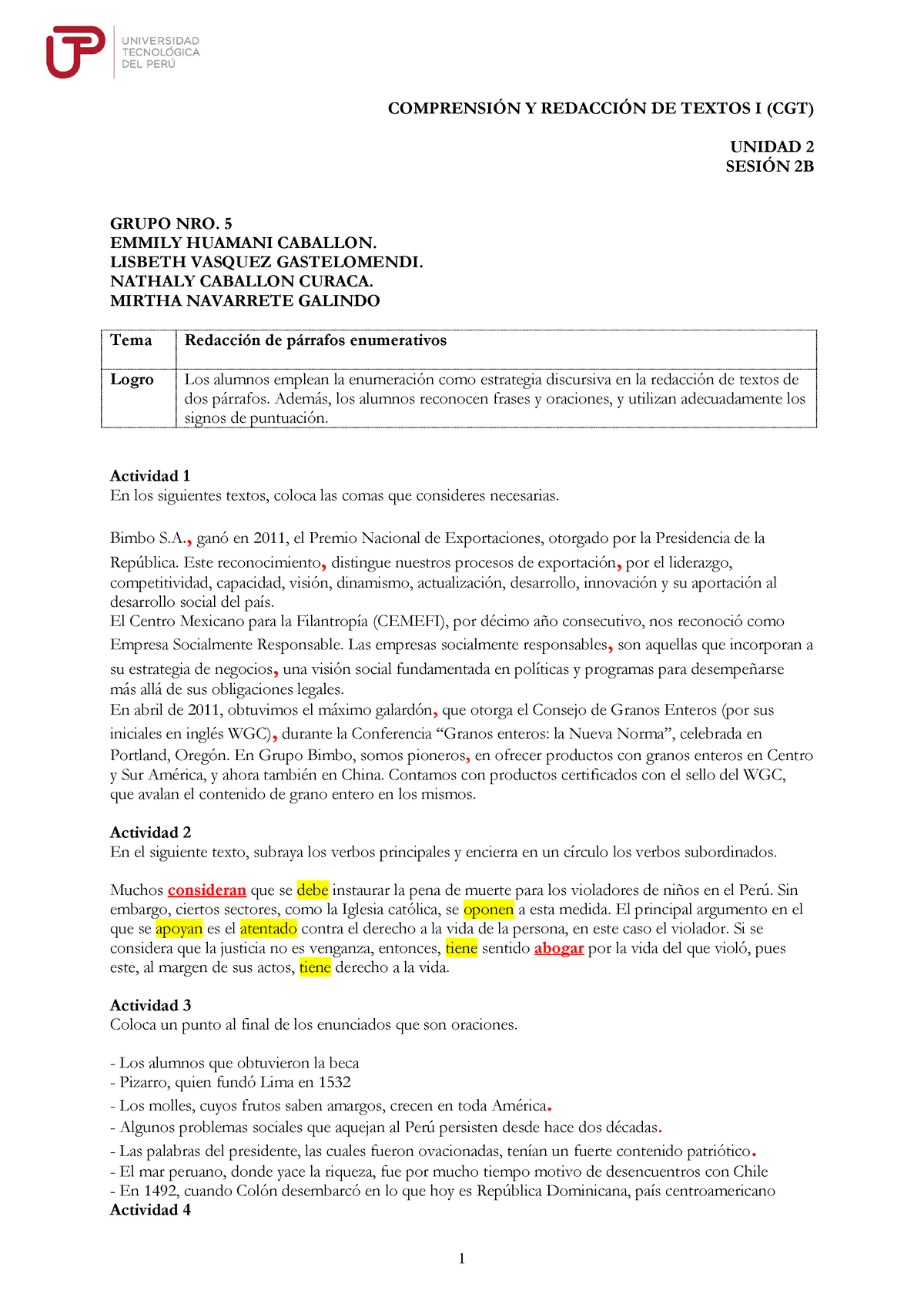 Actividad 1 - REDACCION - COMPRENSI”N Y REDACCI”N DE TEXTOS I (CGT ...