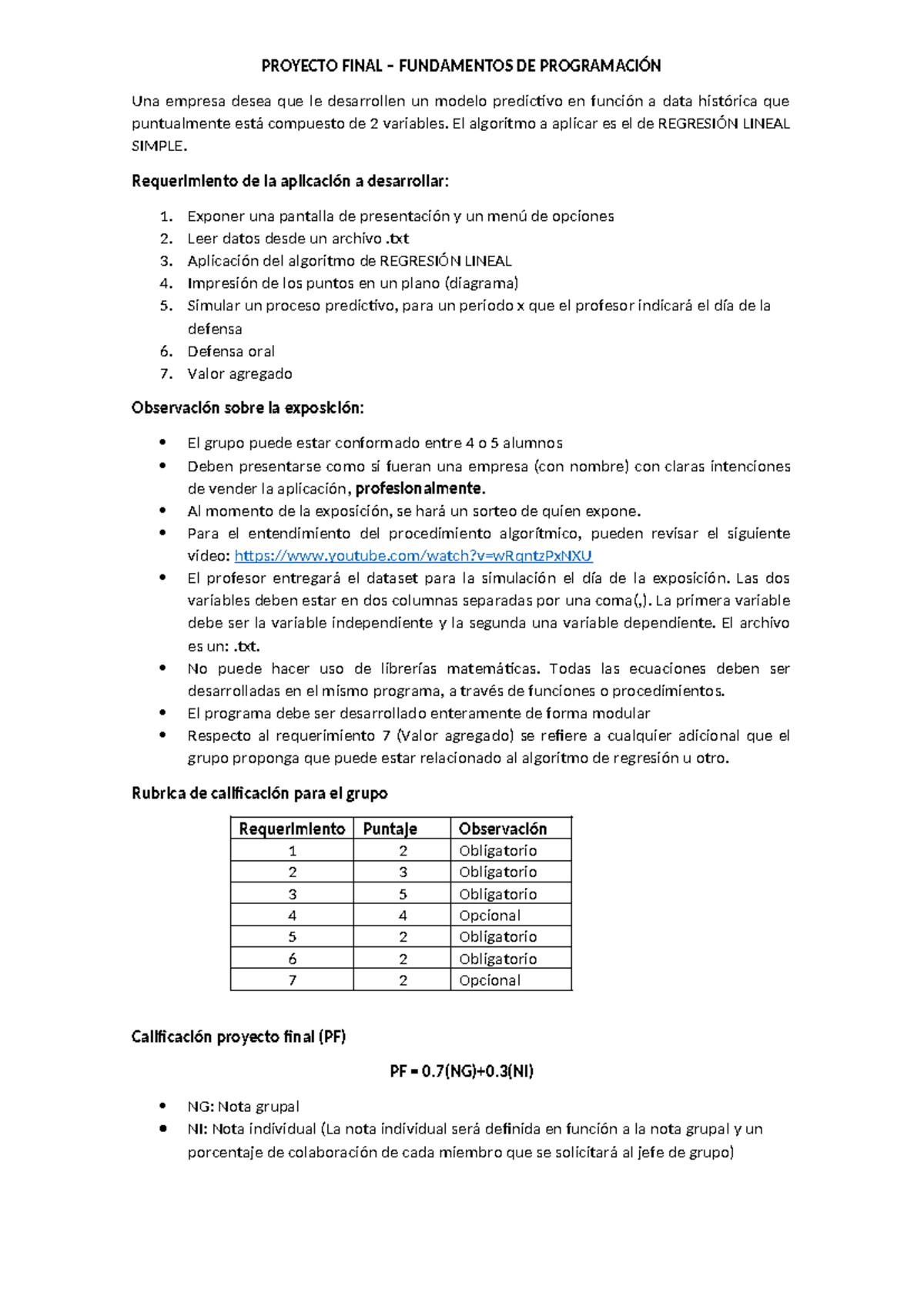 Proyecto Final - PROYECTO FINAL – FUNDAMENTOS DE PROGRAMACIÓN Una ...