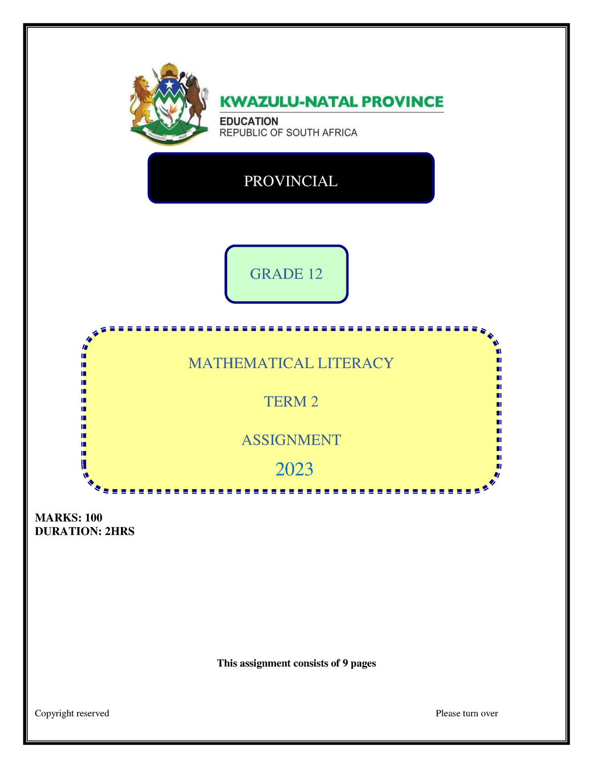 assignment grade 12 2023