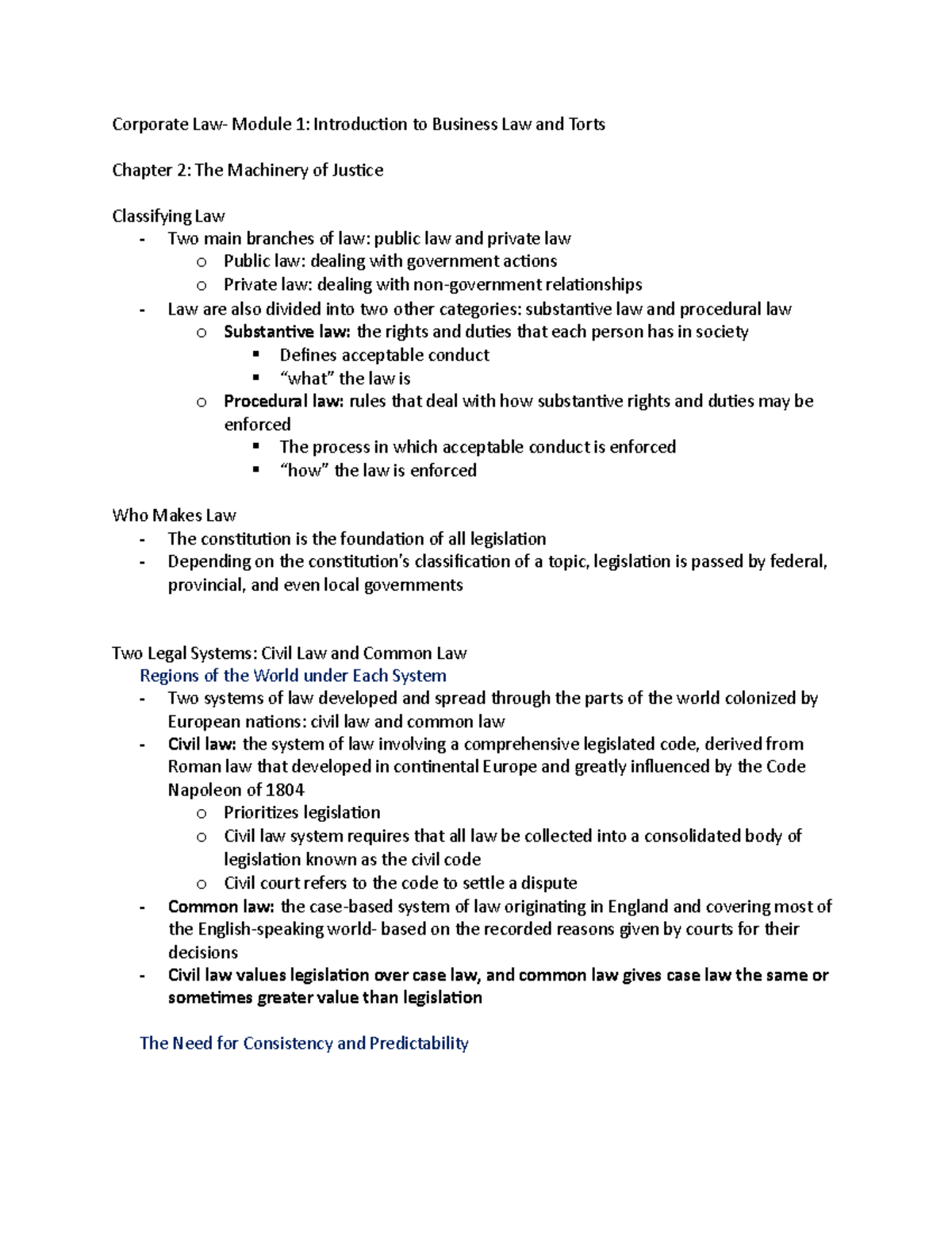 Corporate Law Week 1 Textbook Notes - Corporate Law- Module 1 ...