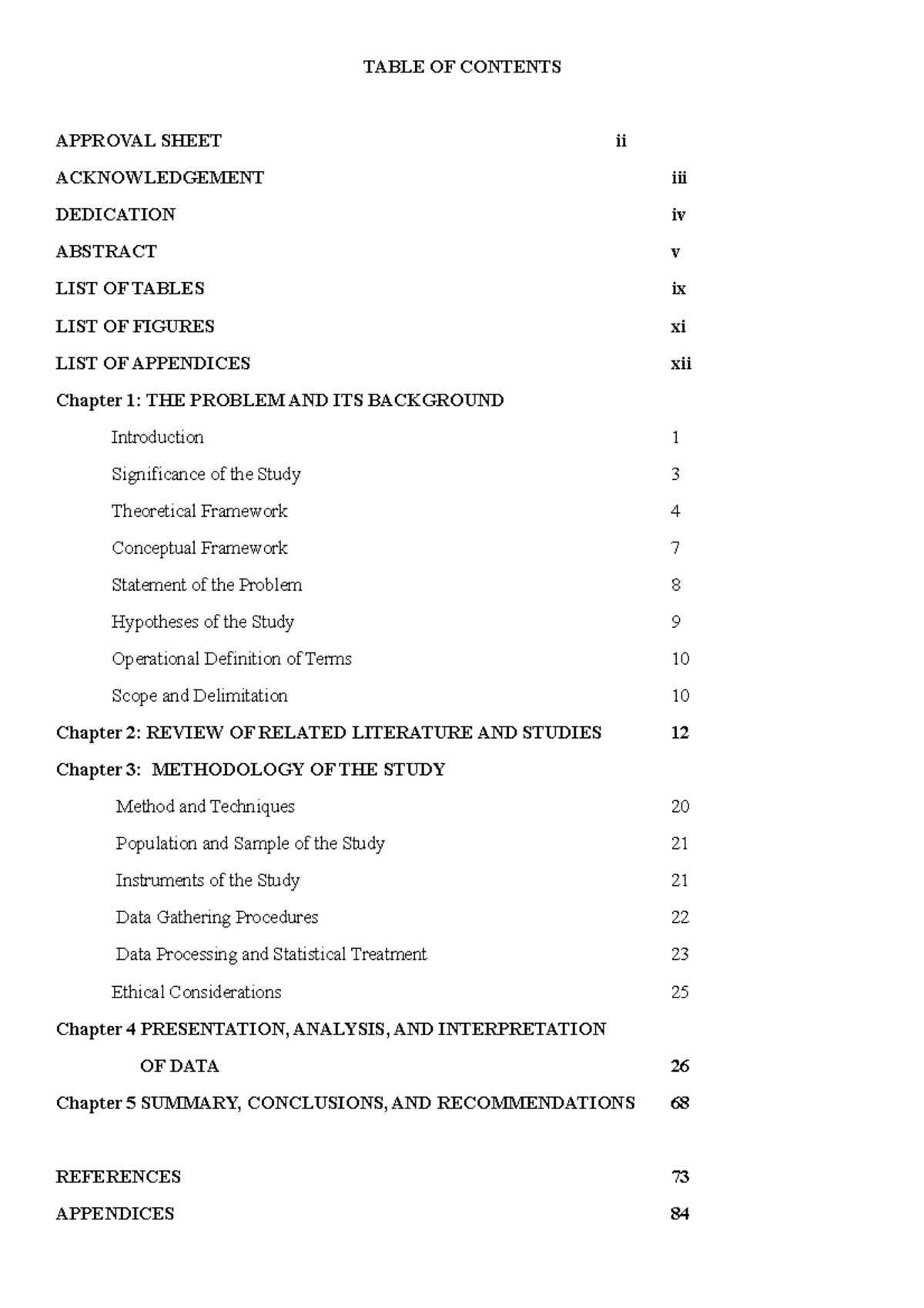 TOC - TOC - TABLE OF CONTENTS APPROVAL SHEET ii ACKNOWLEDGEMENT iii ...