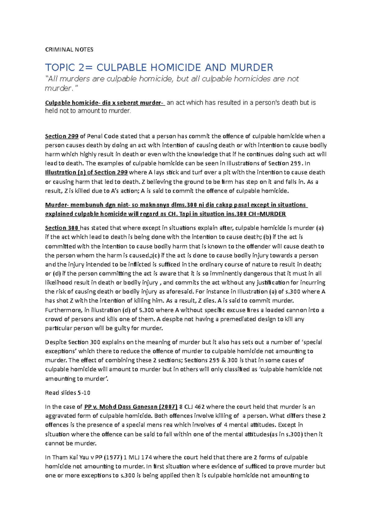 Criminal Notes short /incompleted notes - CRIMINAL NOTES TOPIC 2 ...