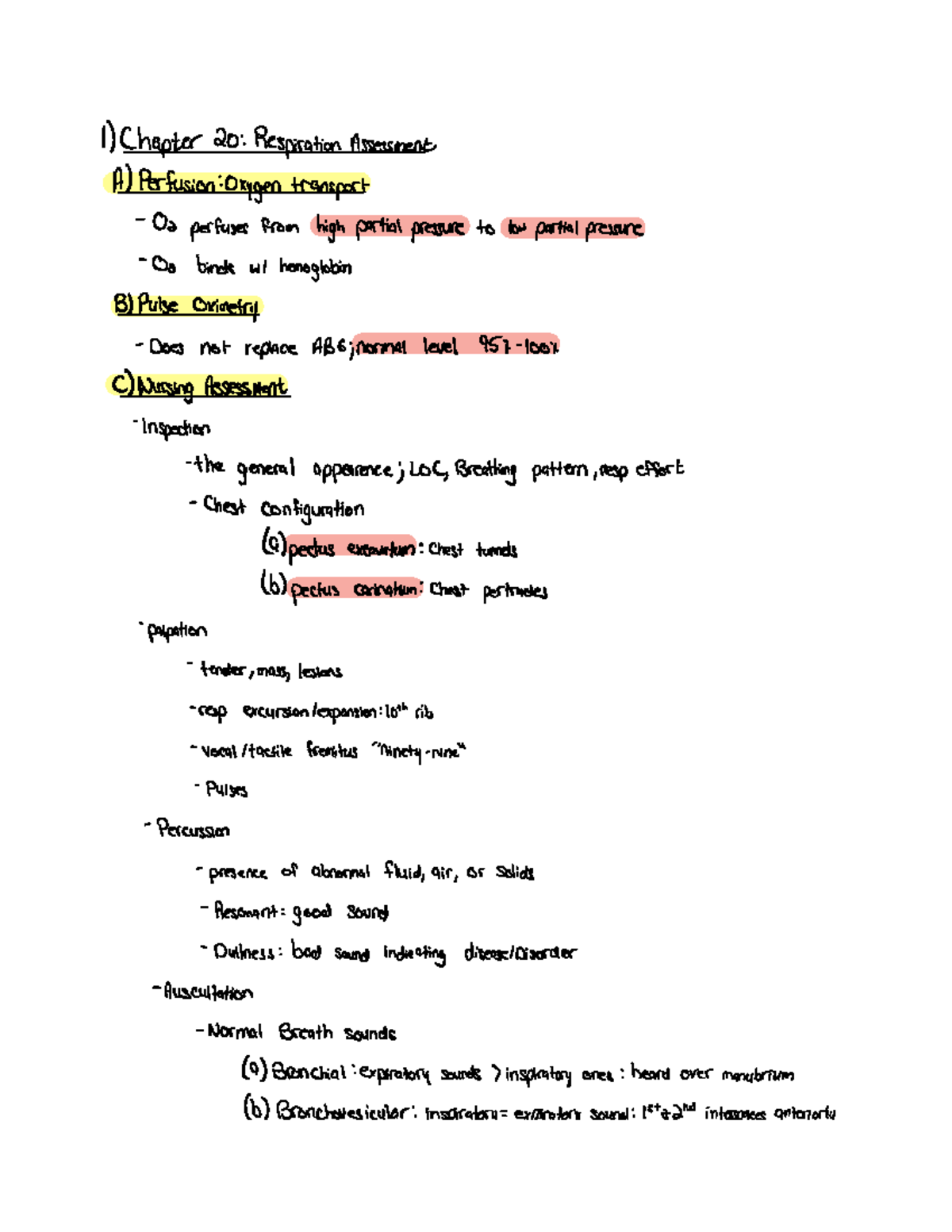 Test One Review 2 - Med Surg Notes Test 2 - Chapter 20 Respiration ...