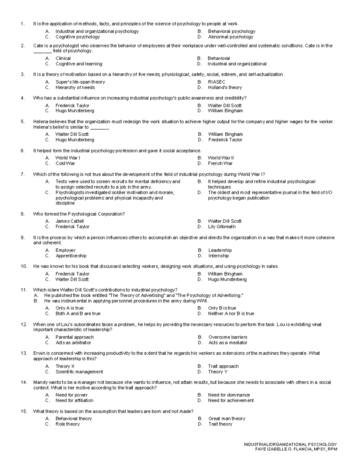 Industrial-and-Organizational-Psychology-Questionnaire - INDUSTRIAL ...