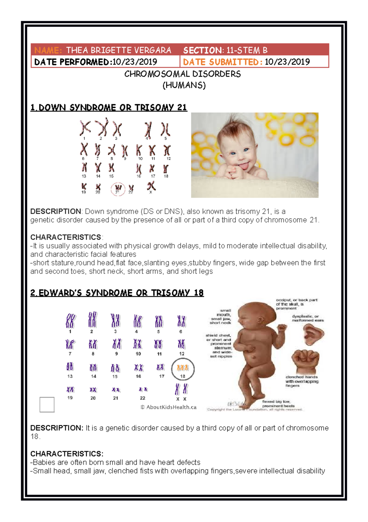 Chromosomal disorderRRR for yeaR 9 - CHROMOSOMAL DISORDERS (HUMANS) 1 ...
