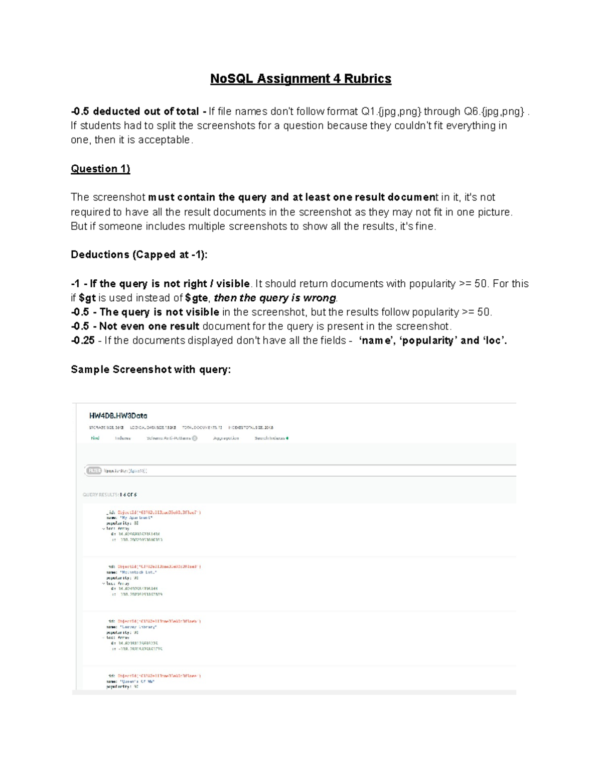 No SQL Assignment 4 Rubrics - {jpg,png} through Q6.{jpg,png}. If ...