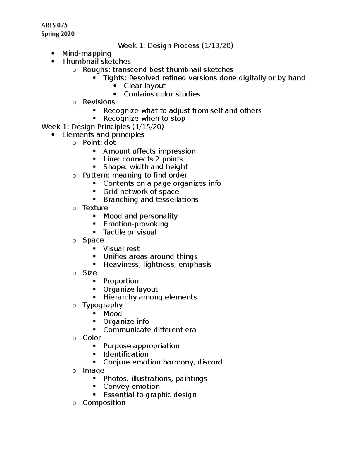 ARTS 075 Design Process Spring 2020 - Spring 2020 Week 1: Design ...