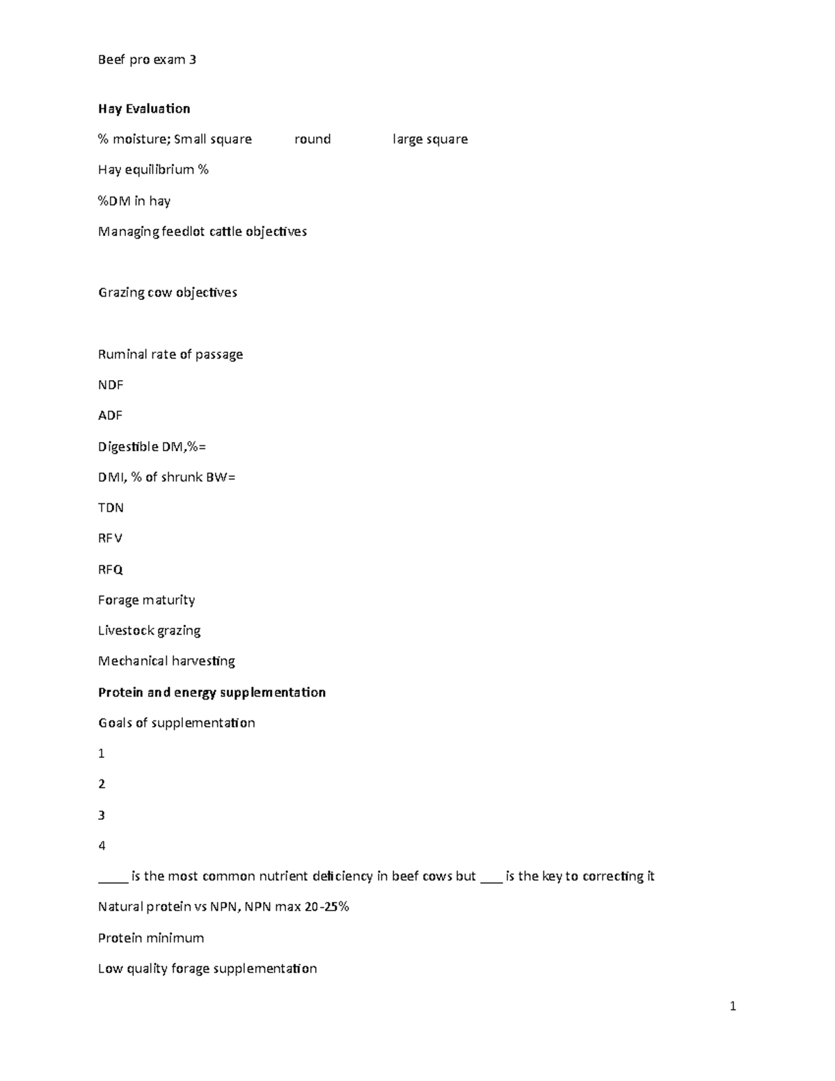 Beef pro Exam 3 - Hay Evaluation % moisture; Small square round large ...