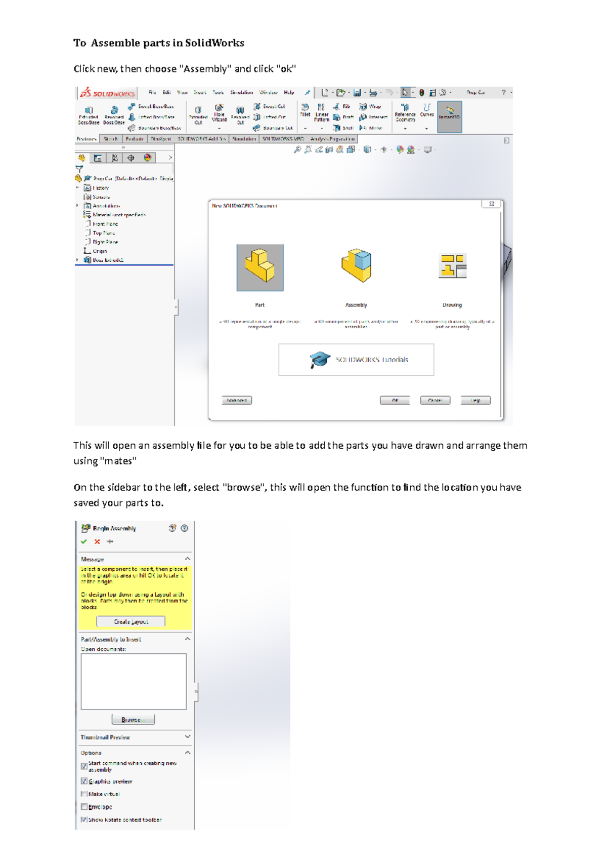 To Assemble parts in Solid Works - To Assemble parts in SolidWorks ...