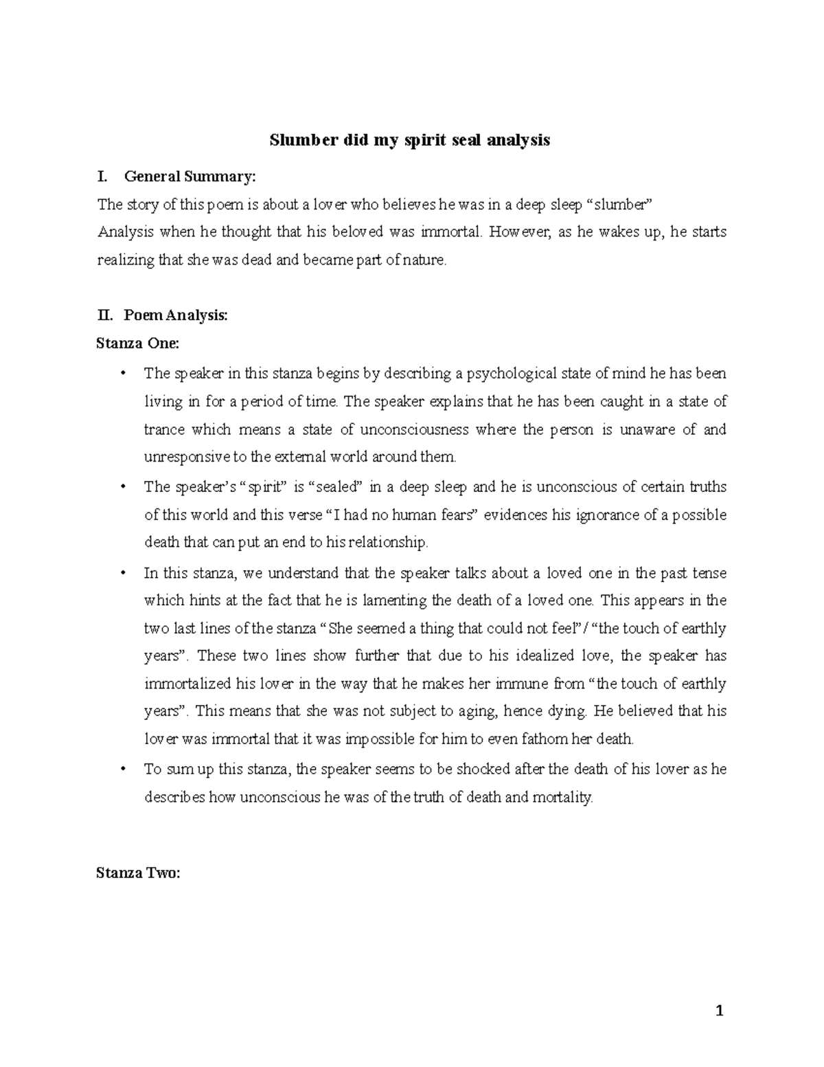 Lesson Two -Sumber did My Spirit Seal - Slumber did my spirit seal ...