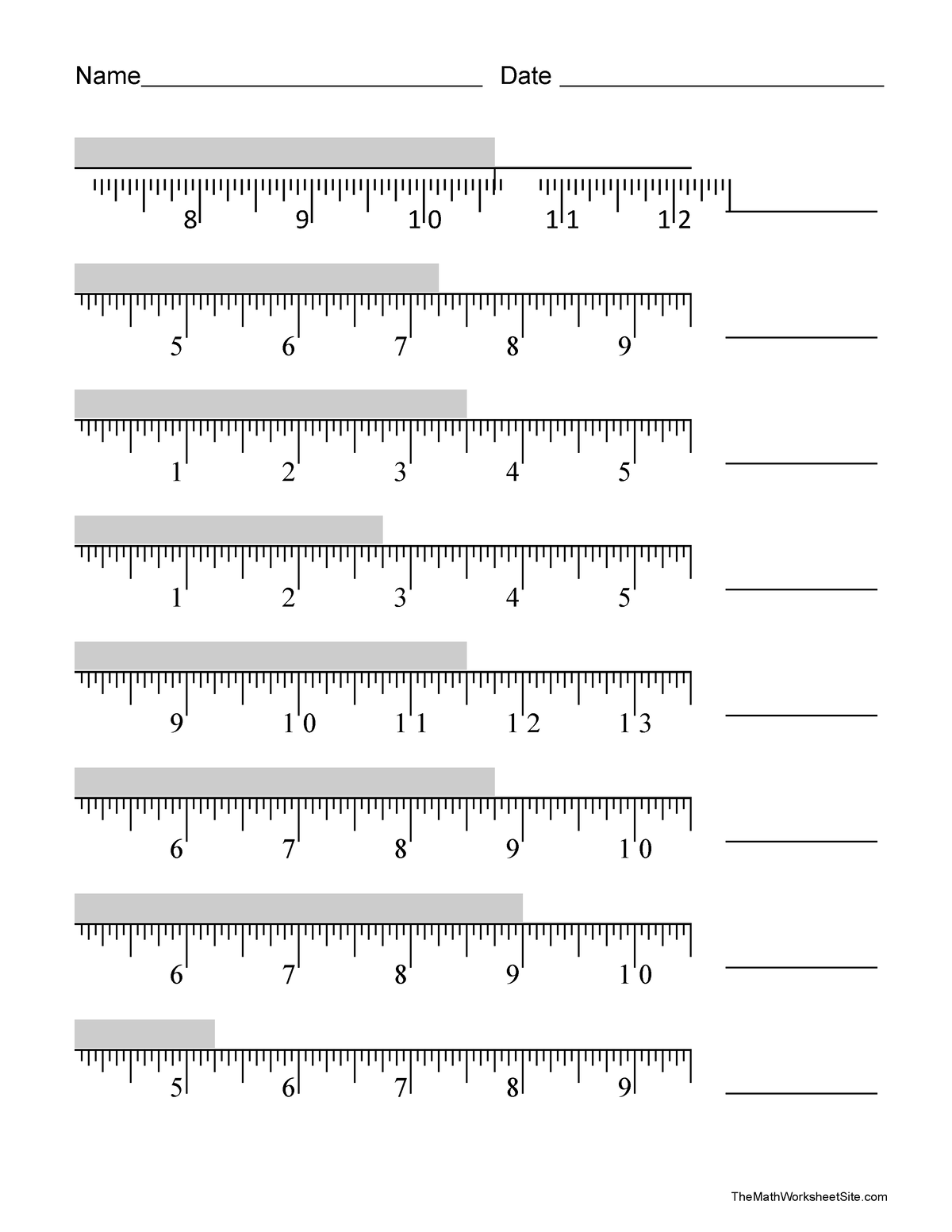 Tape Measure 4th IT436 Name Date TheMathWorksheetSite Answer Key 5 