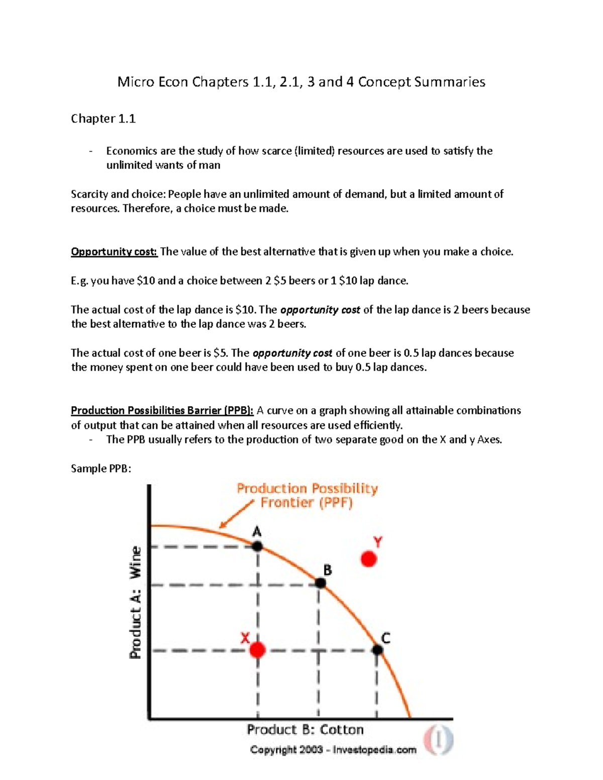 Micro Econ Midterm Summary - Micro Econ Chapters 1, 2, 3 And 4 Concept ...