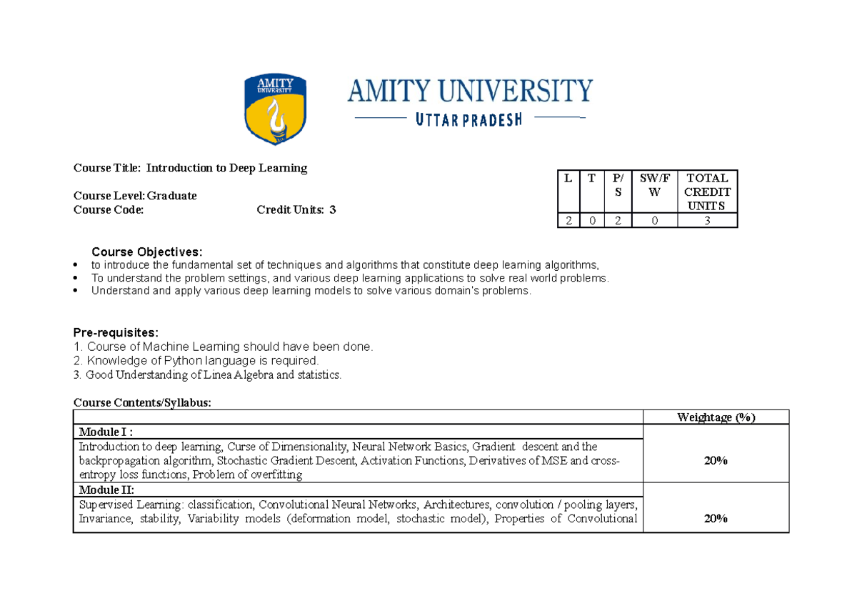 CSE321 - Introduction to Deep Learning - Course Title: Introduction to ...