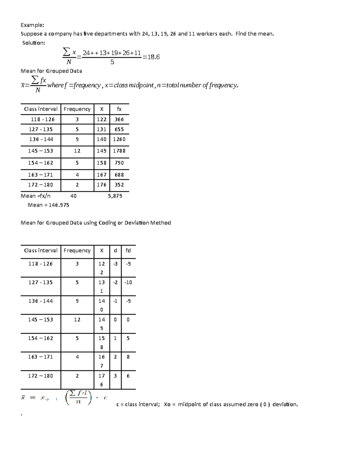 Stats-4 - Stats notes - Example: Suppose a company has five departments ...