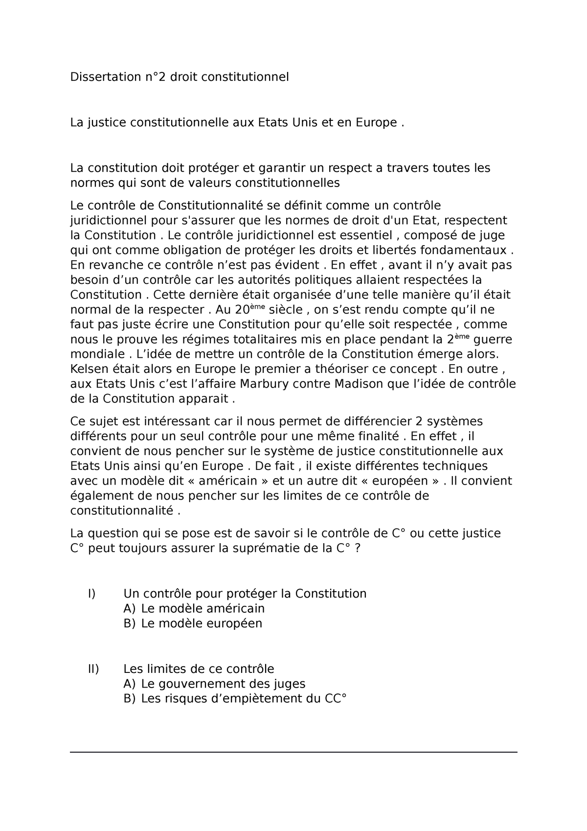 dissertation constitution et loi