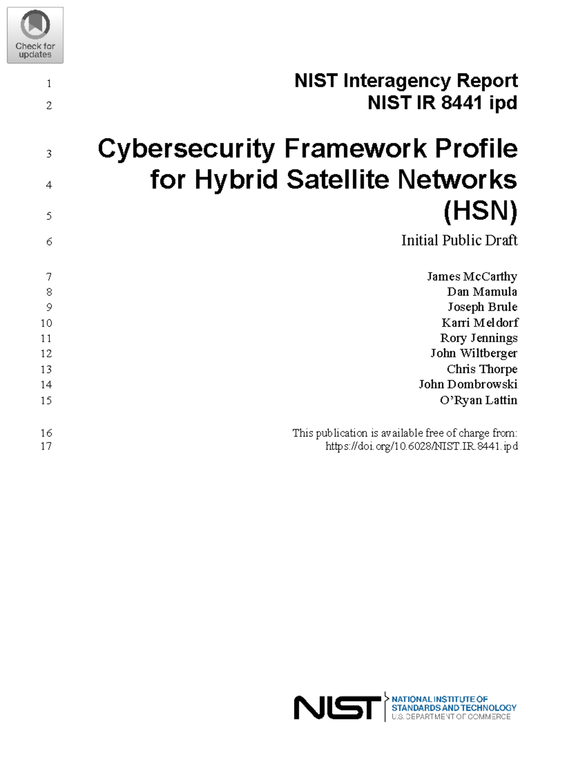 satelite systems - 1 NIST Interagency Report 2 NIST IR 8441 ipd 3 ...