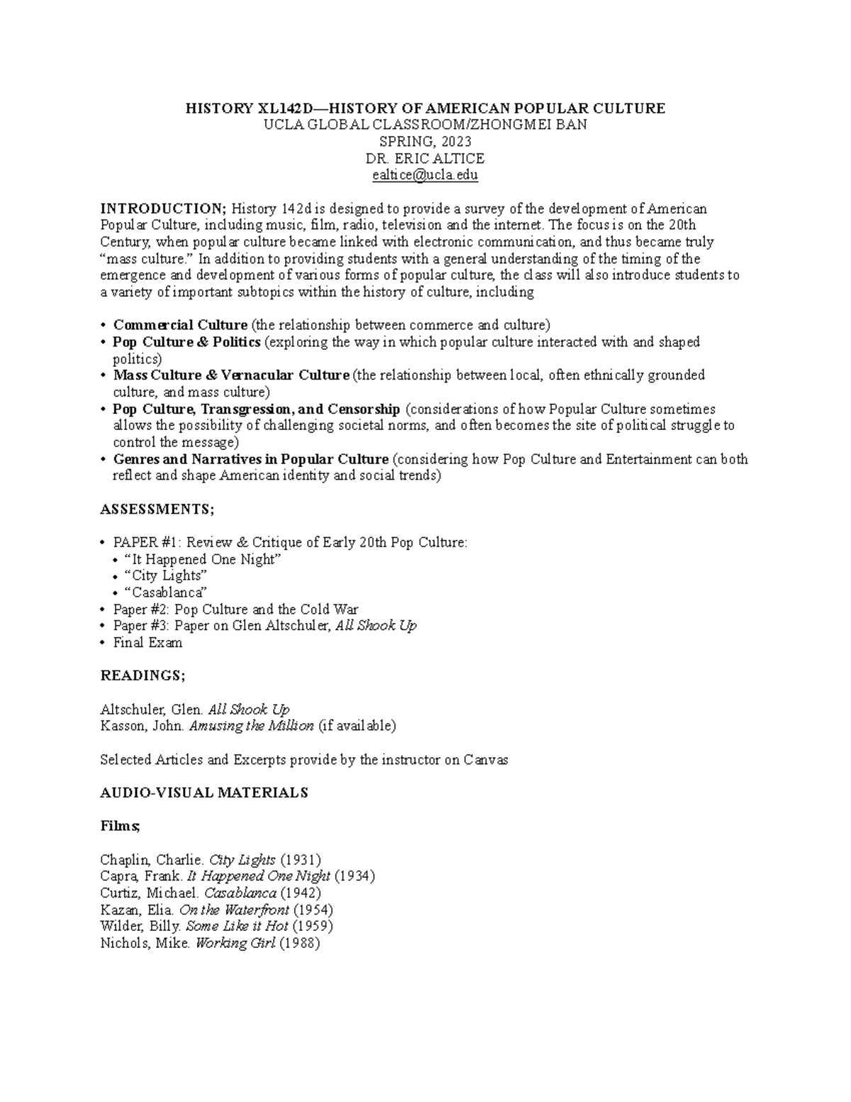 History+142d+Syllabus - HISTORY XL142D—HISTORY OF AMERICAN POPULAR ...