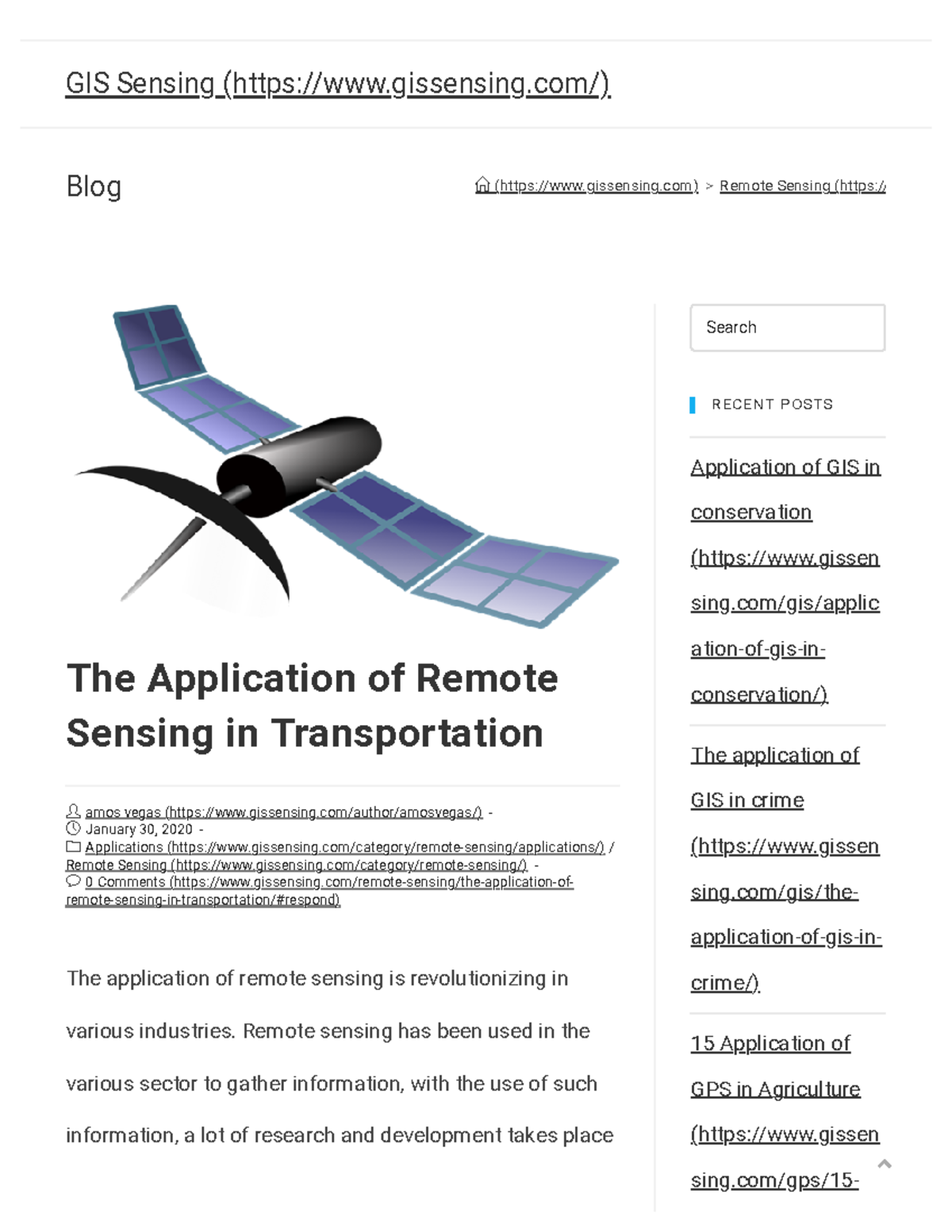 The Application of Remote Sensing in Transportation - GIS Sensin ...