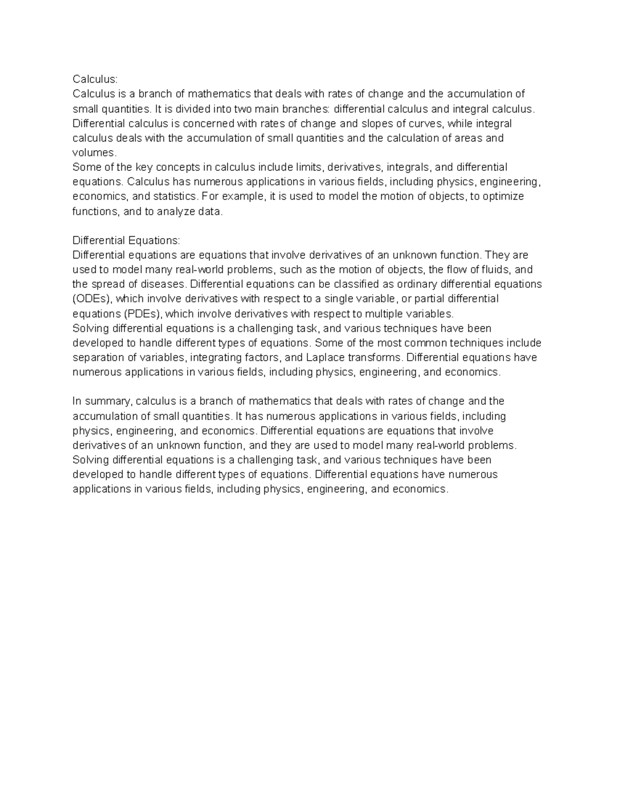 Finite Mathematics 5-6 - Calculus: Calculus is a branch of mathematics ...