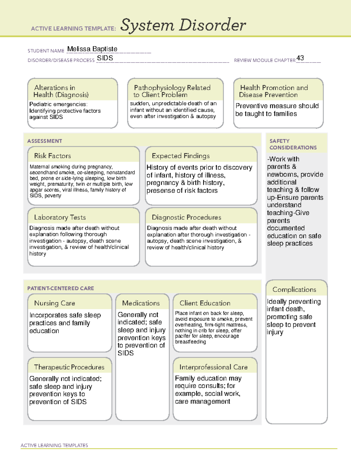 System disorder restricted - ACTIVE LEARNING TEMPLATES System Disorder ...