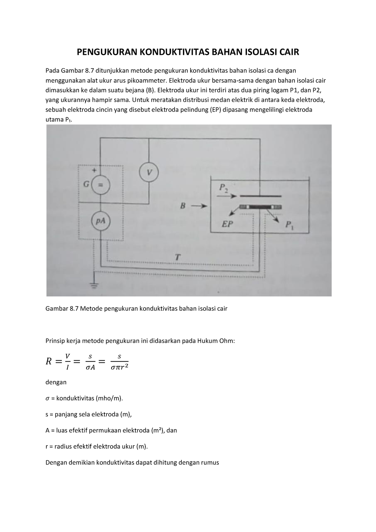 Pengukuran Konduktivitas Bahan Isolasi CAIR-1 - PENGUKURAN ...