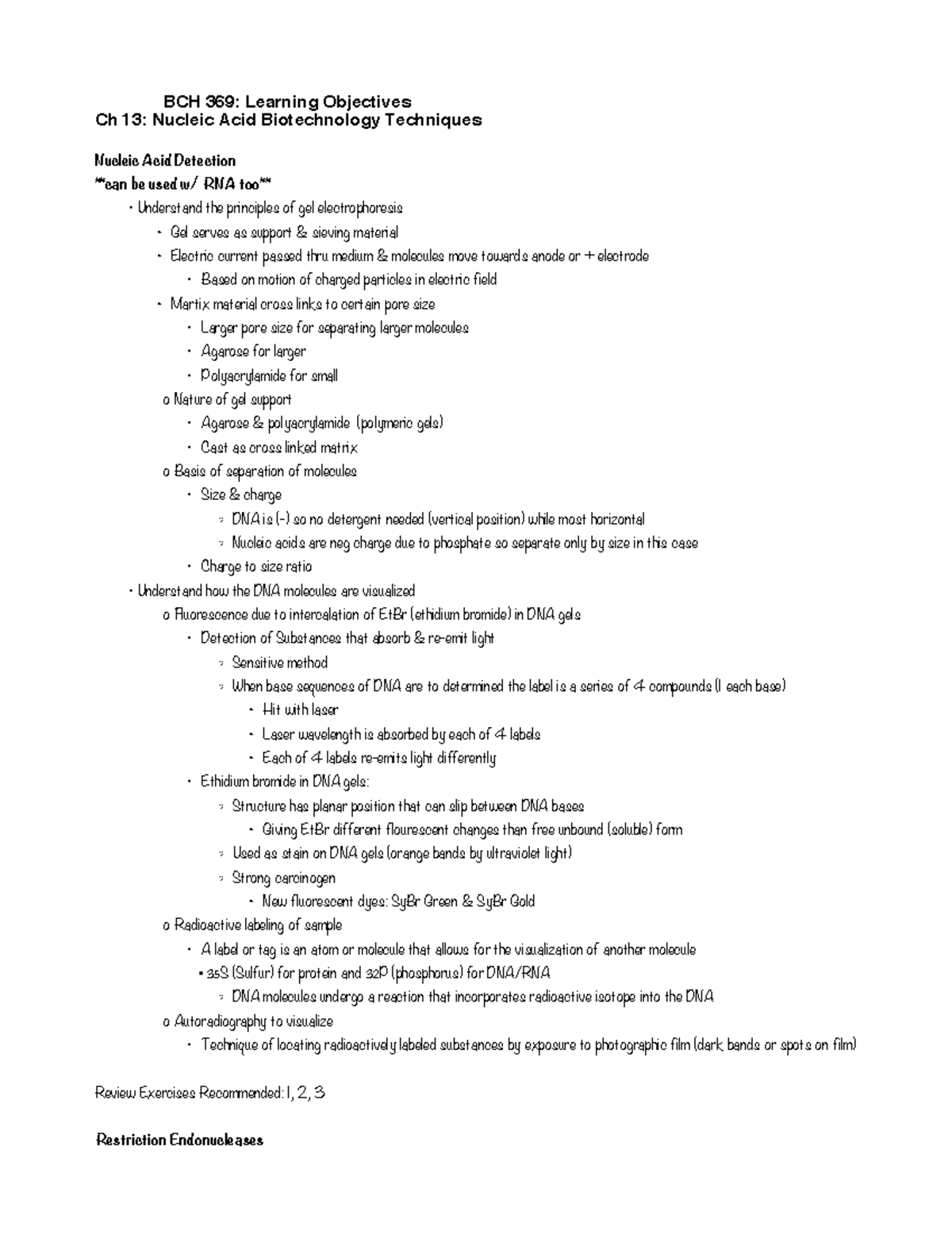 LO 13 Learning Objective 13 for Spring 2020 BioChem 1 with Dr. Grabner BCH 369 Learning