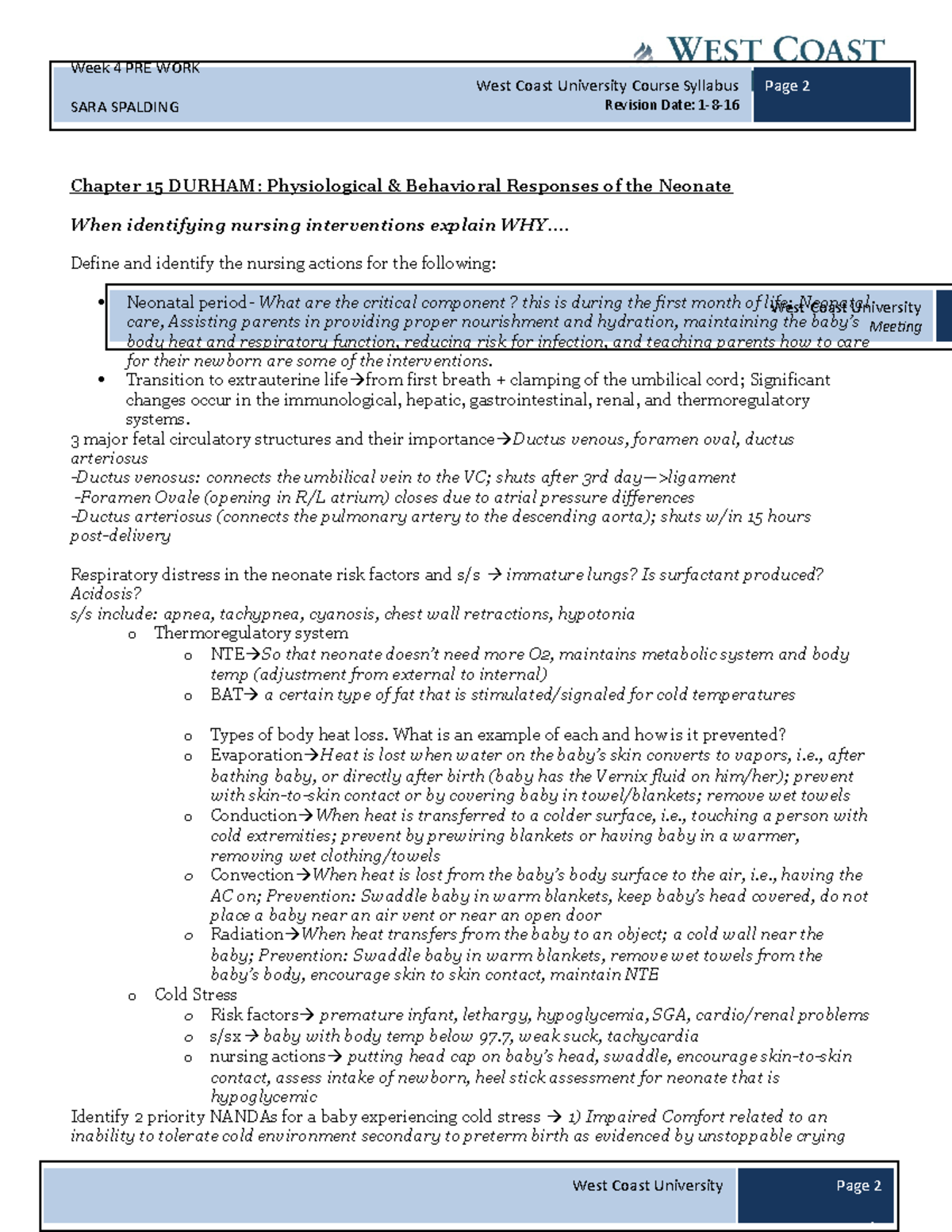 Week 4 Pre Work - wk.4 - West Coast University Course Syllabus Revision ...