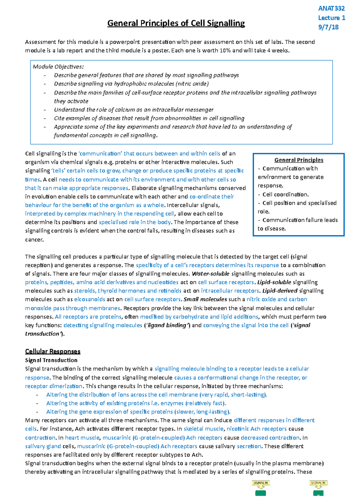 Lecture 1 - General Principles of Cell Signalling - General Principles ...