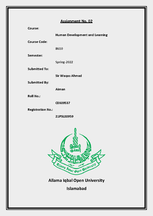 Assignment 2 new - Foundation of Education - AIOU - Studocu