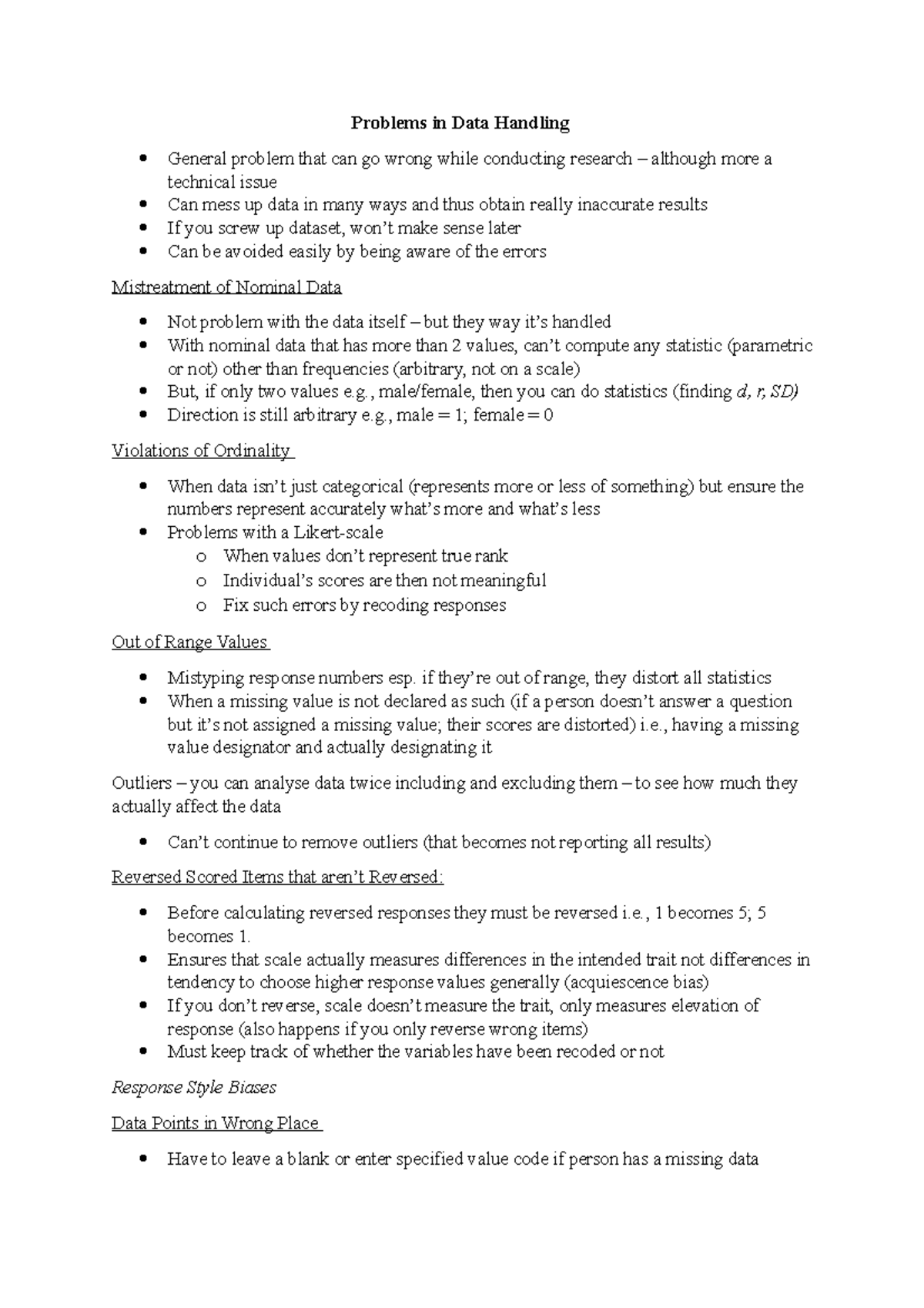 9 Problems in Data Handling - Problems in Data Handling General problem ...