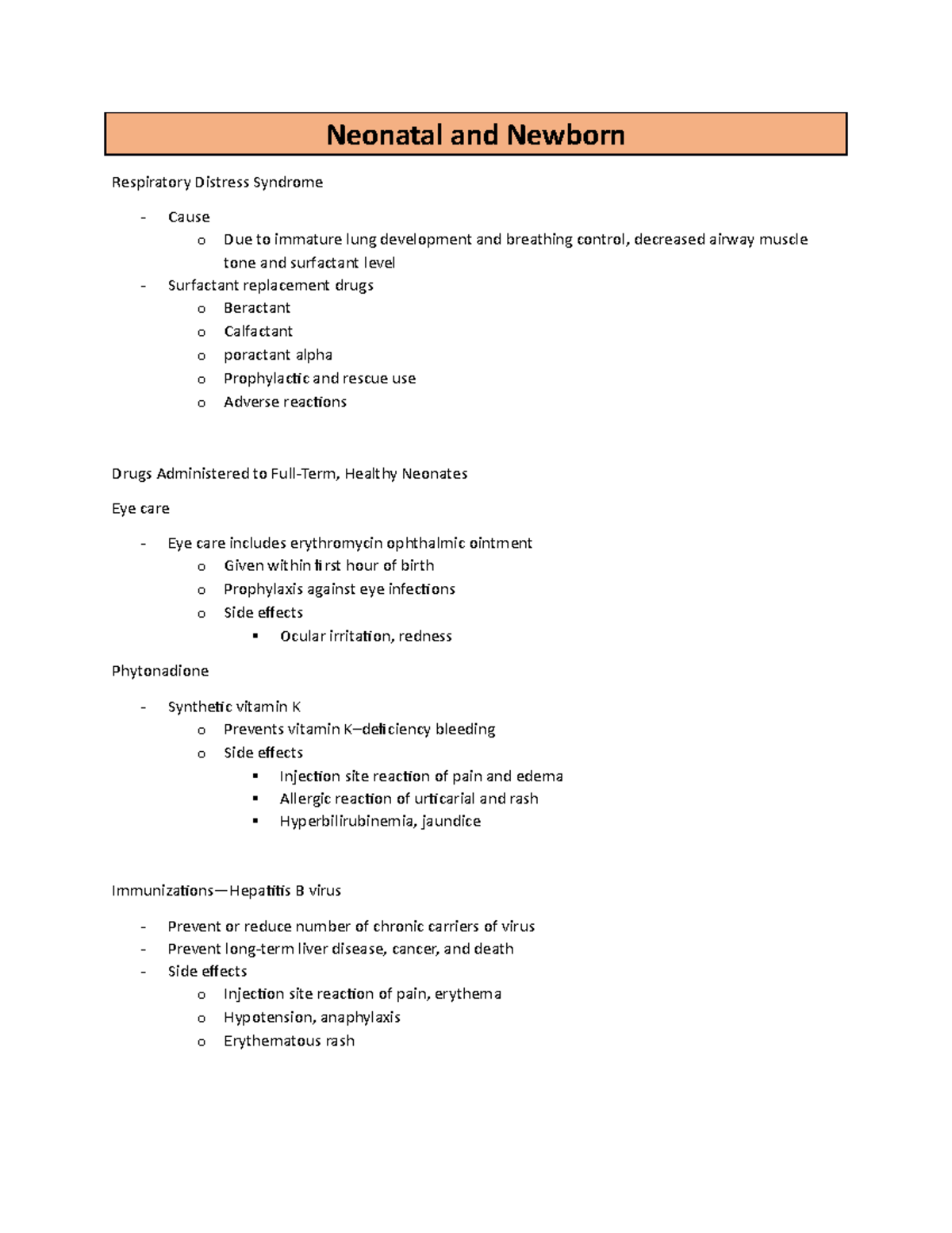 Pharm- Neonate - Neonatal and Newborn Respiratory Distress Syndrome ...