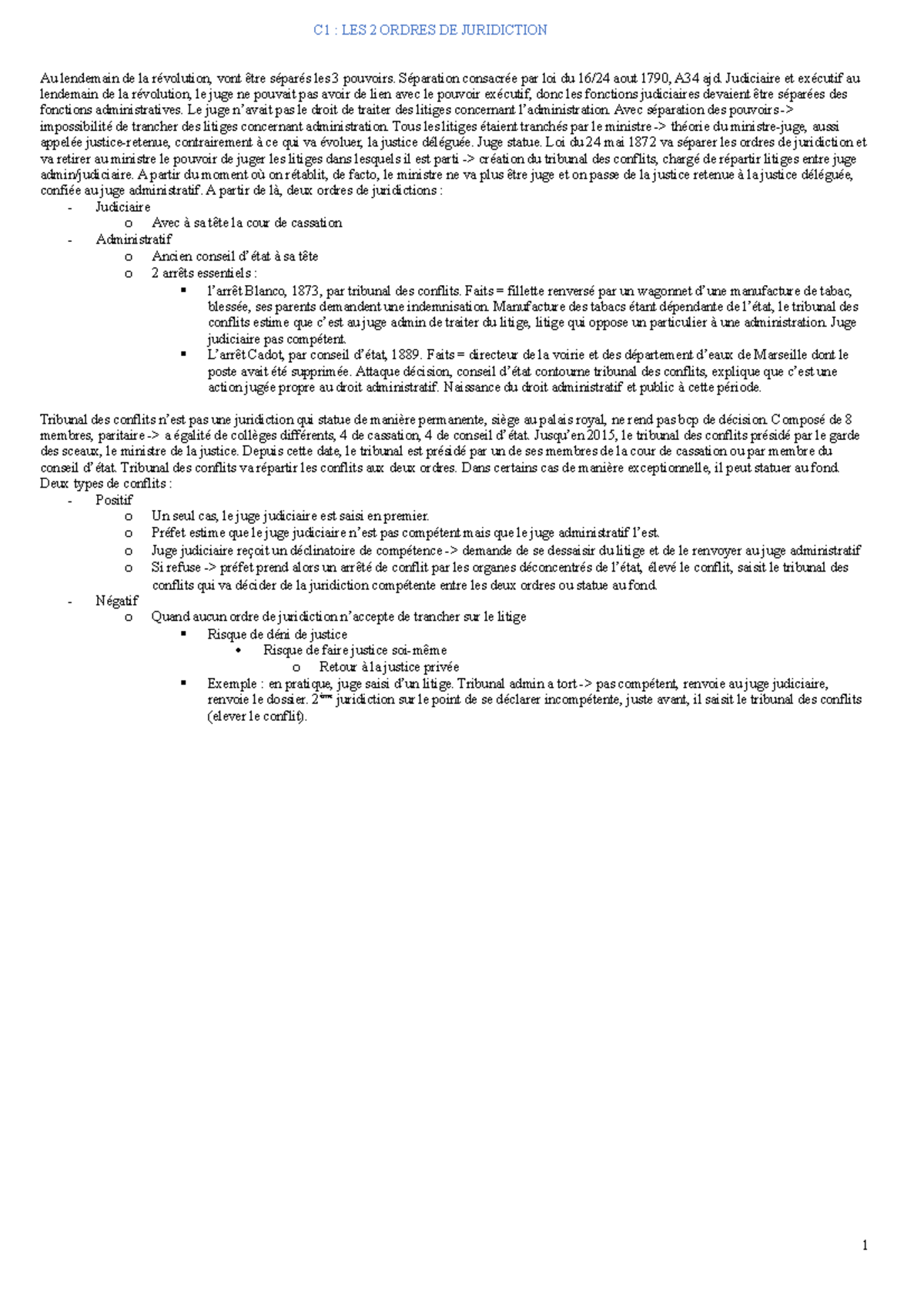 C1 Organisation Judiciaire Administrative C1 LES 2 ORDRES DE