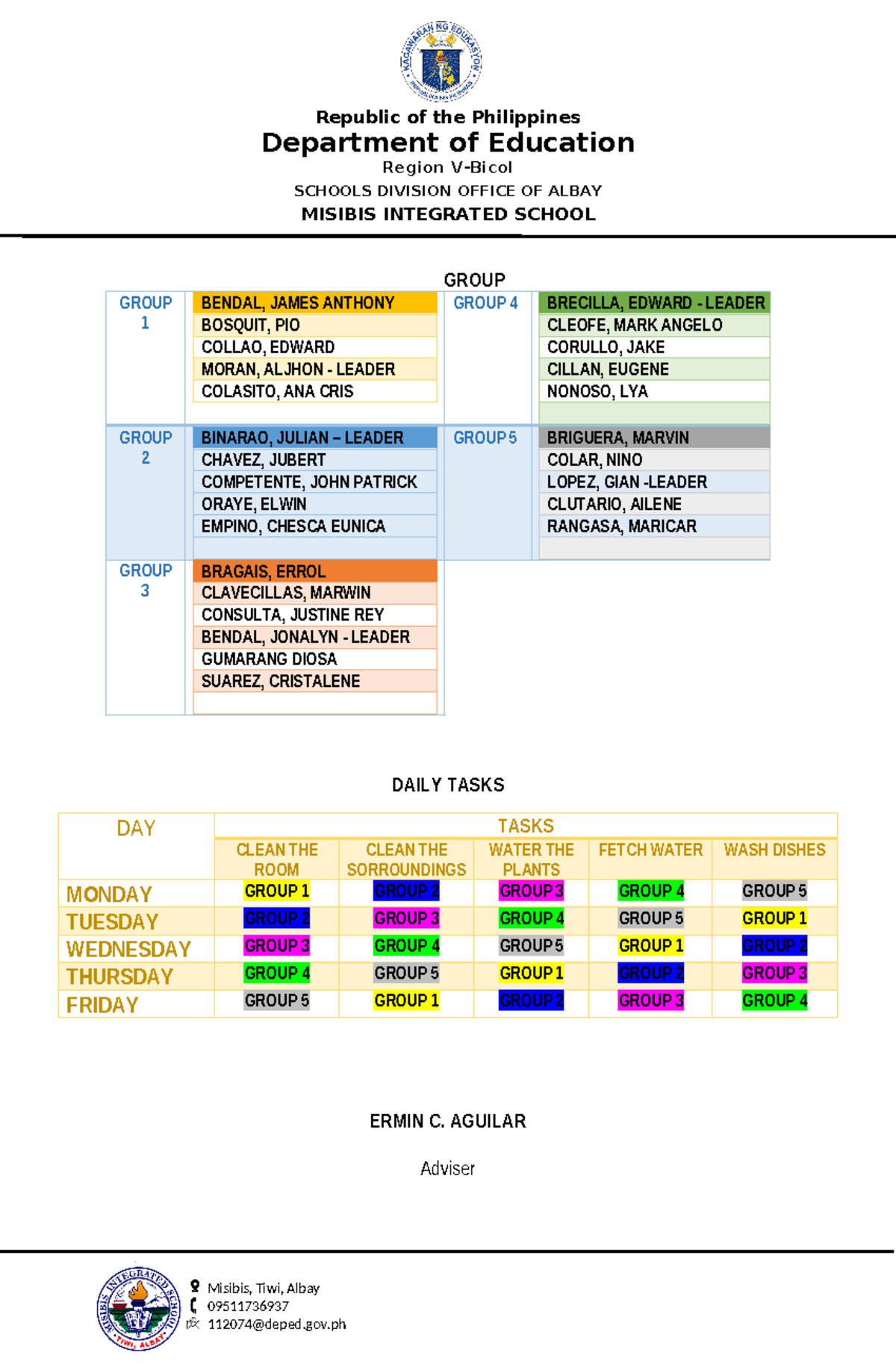 Daily Tasks - reading materials - Misibis, Tiwi, Albay 09511736937 ...