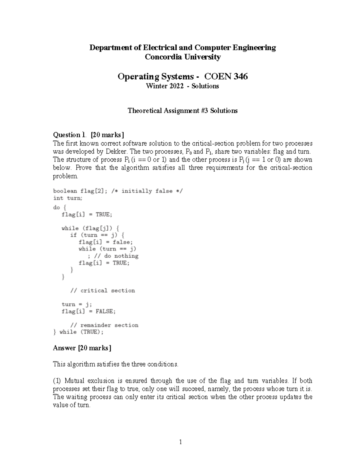 Asg3W2022Sol as4 sol Department of Electrical and Computer