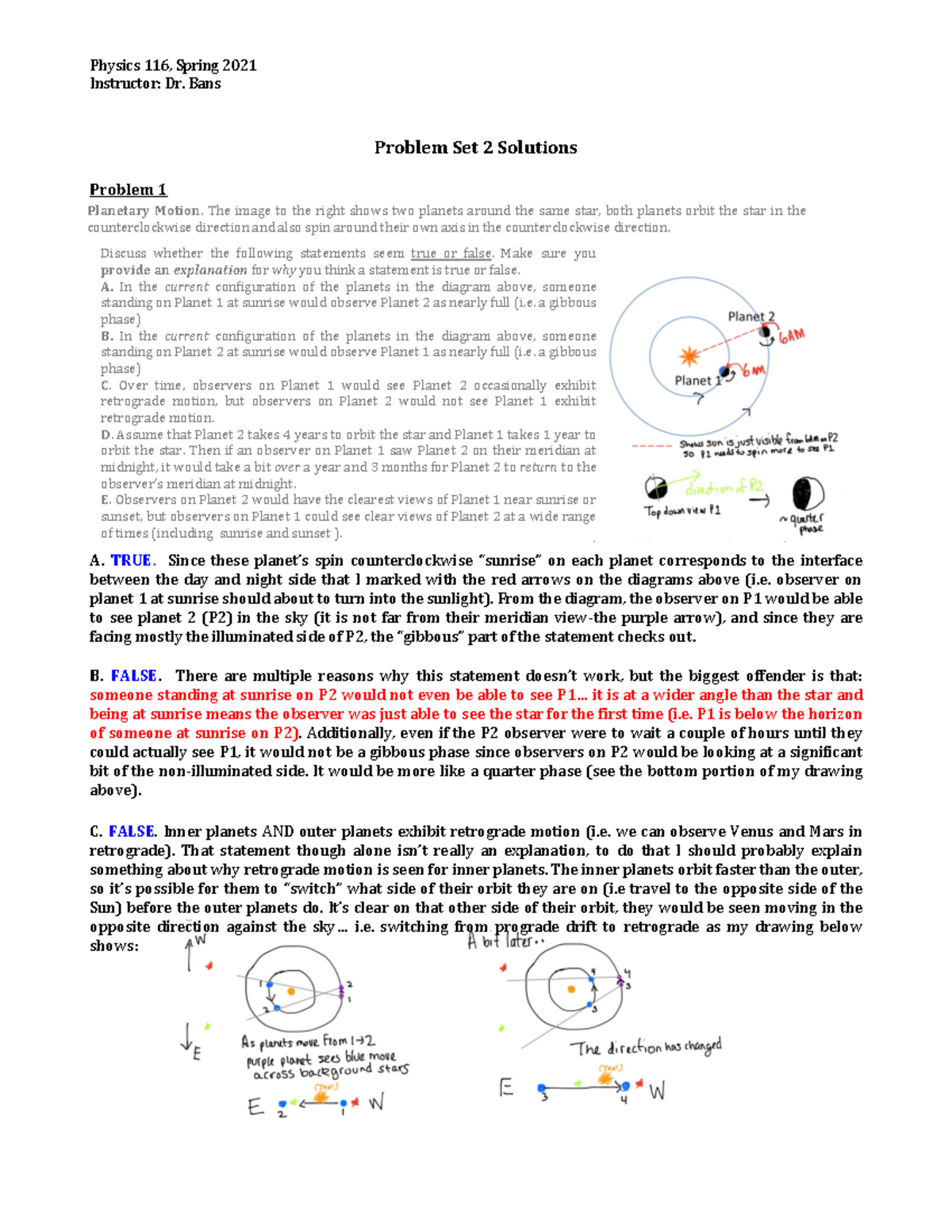 Problem Set 2 Solutions Sp 21 - Instructor: Dr. Bans Problem Set 2 ...