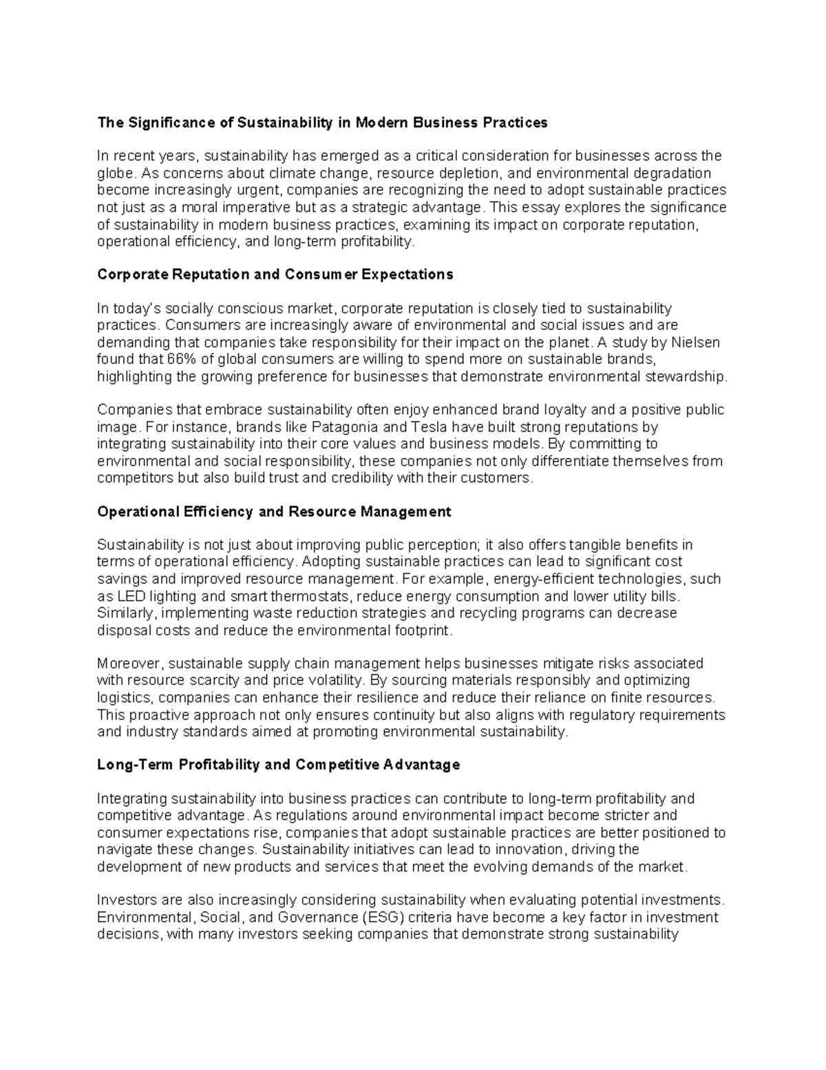The Significance of Sustainability in Modern Business Practices - As ...