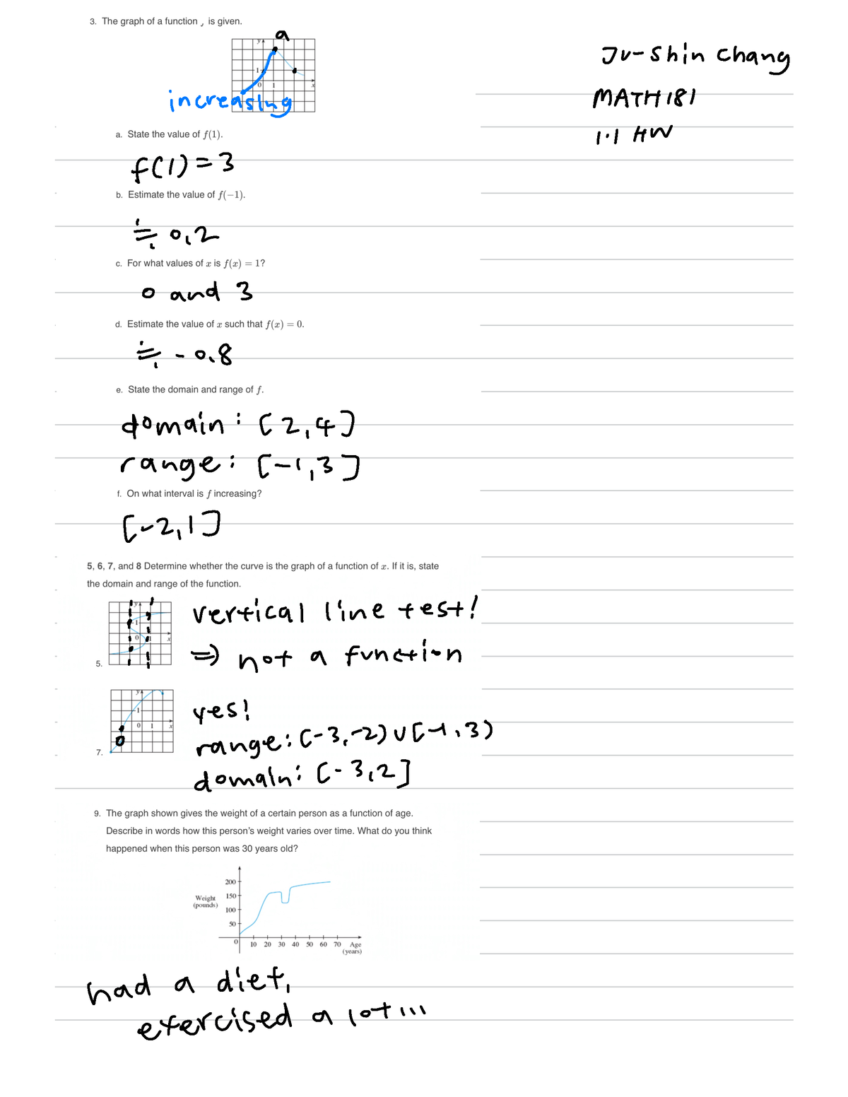 1.1 HW - MATH181 Calculus 1.1 HW - ǎ Jwshinchang 。 Increasing MATH 181 ...