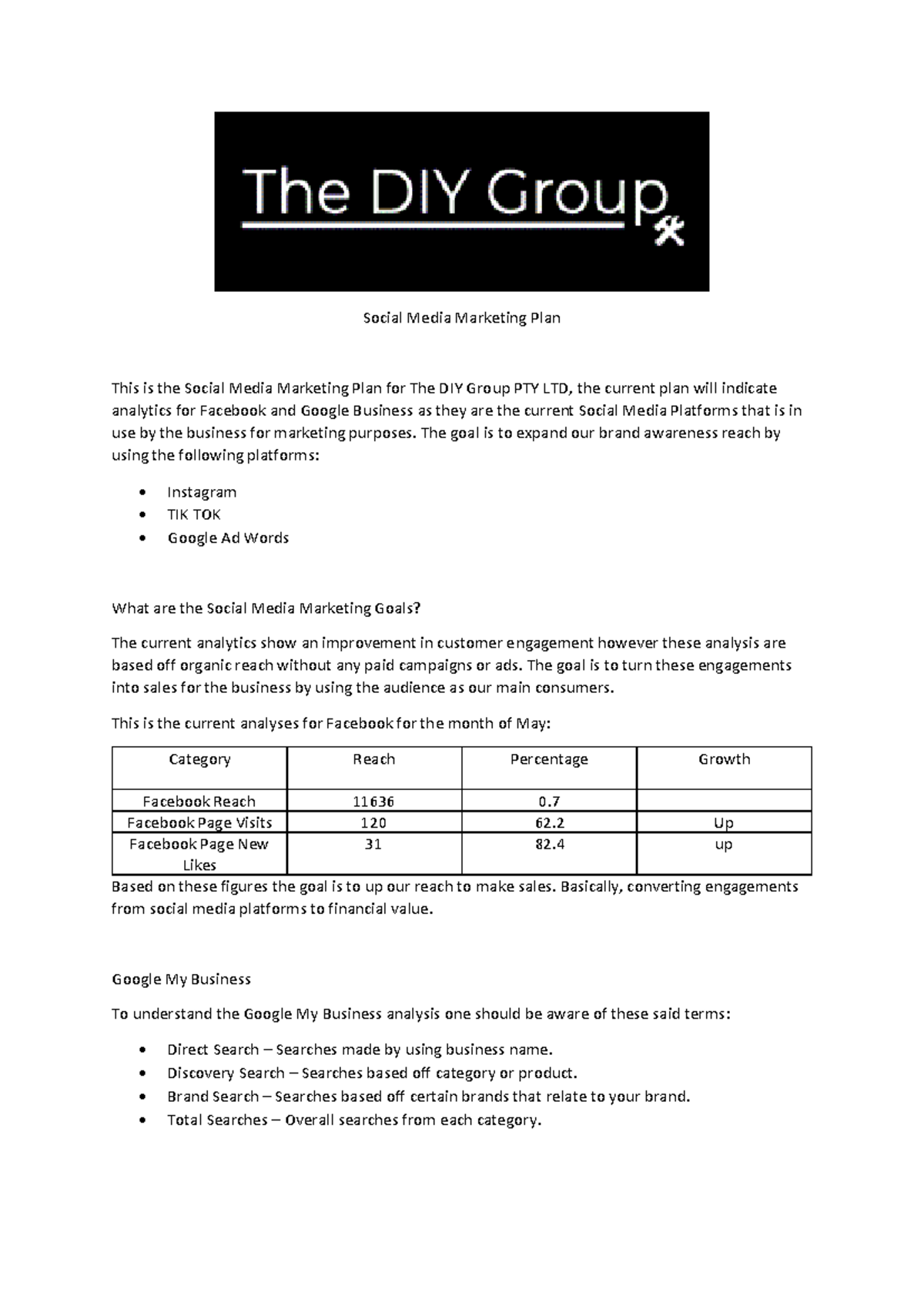 Social Media Marketing Plan - The goal is to expand our brand awareness ...