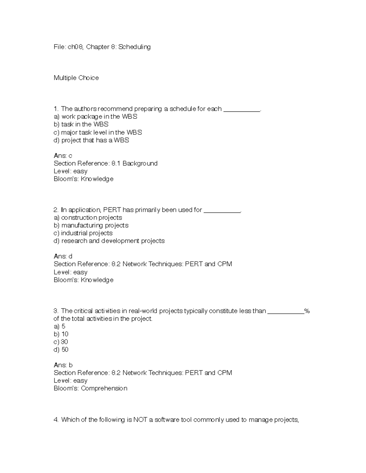 Chapter 8 project management - File: ch08, Chapter 8: Scheduling ...