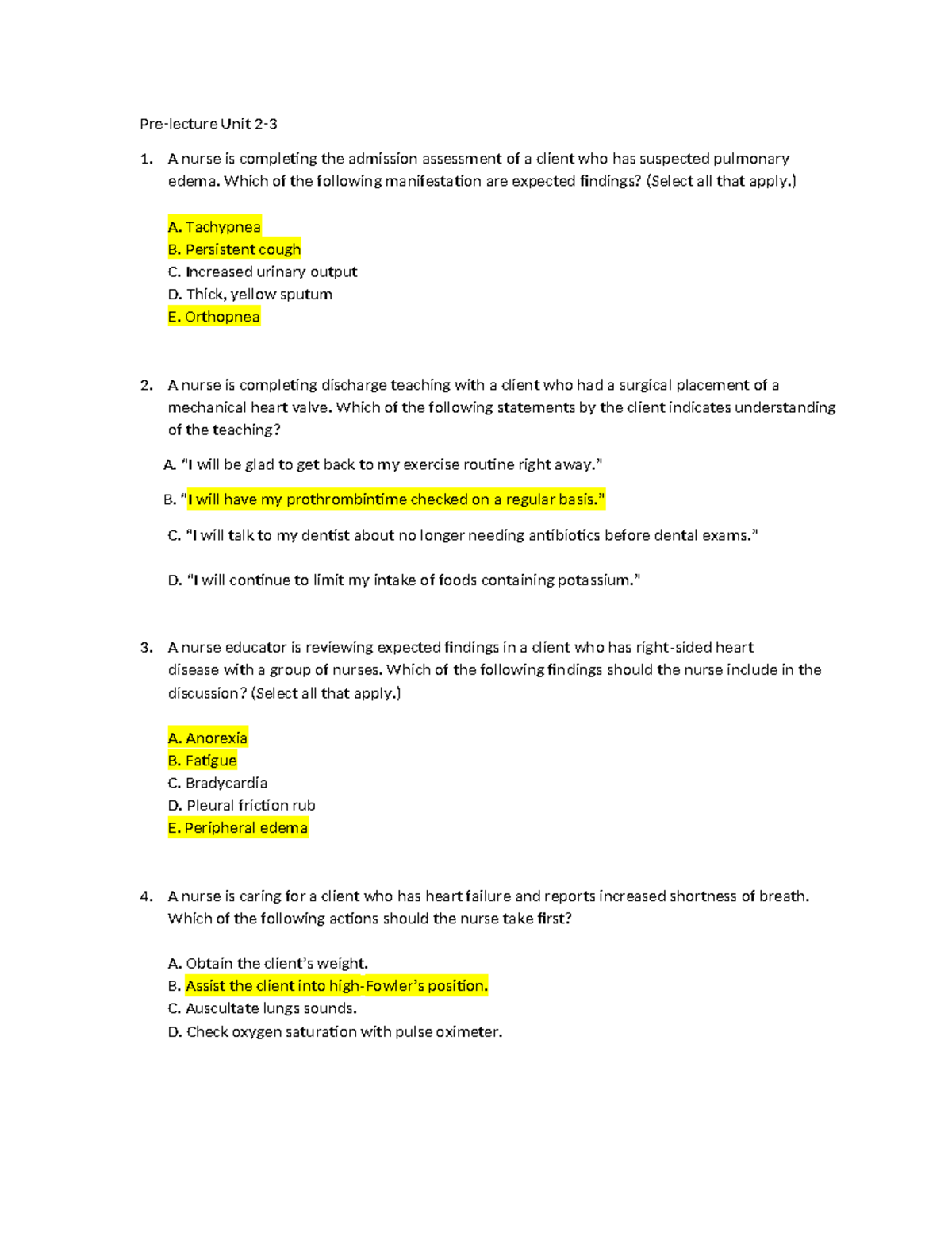 Pre-lecture unit 2 Faculty - Pre-lecture Unit 2- A nurse is completing ...