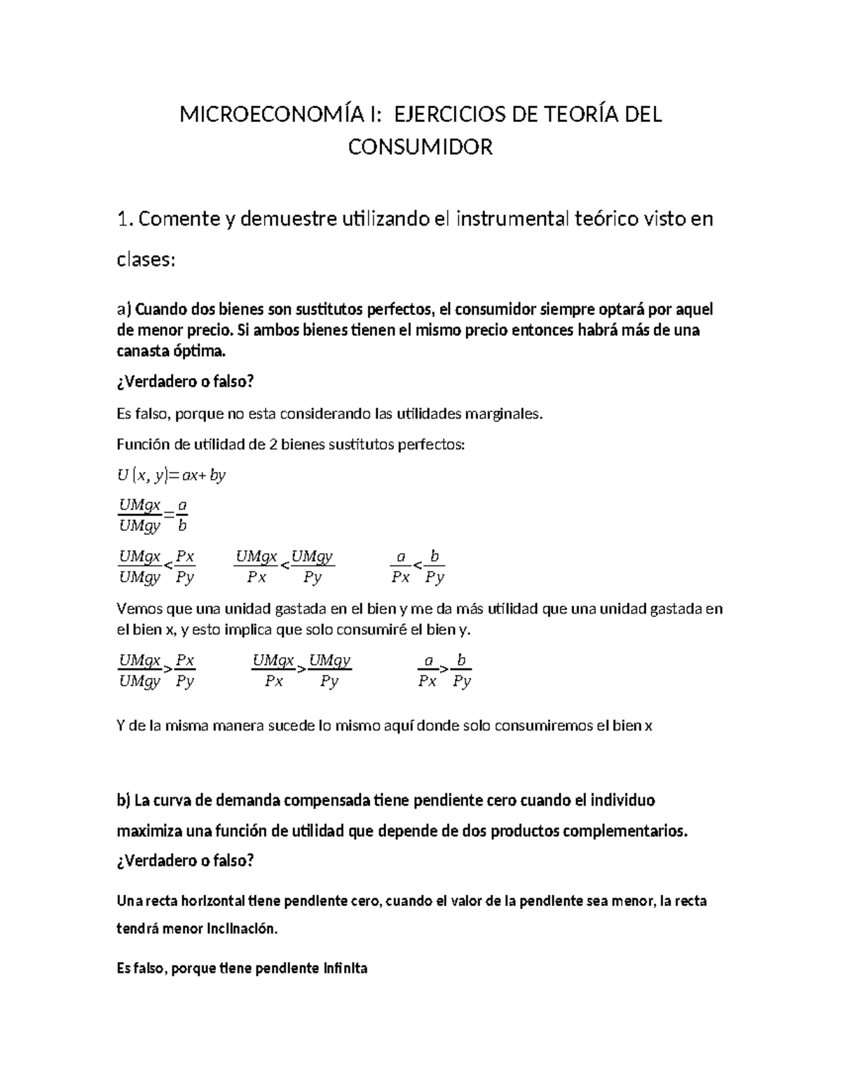 Microeconomía , Ejercicios 27 - MICROECONOMÍA I: EJERCICIOS DE TEORÍA ...