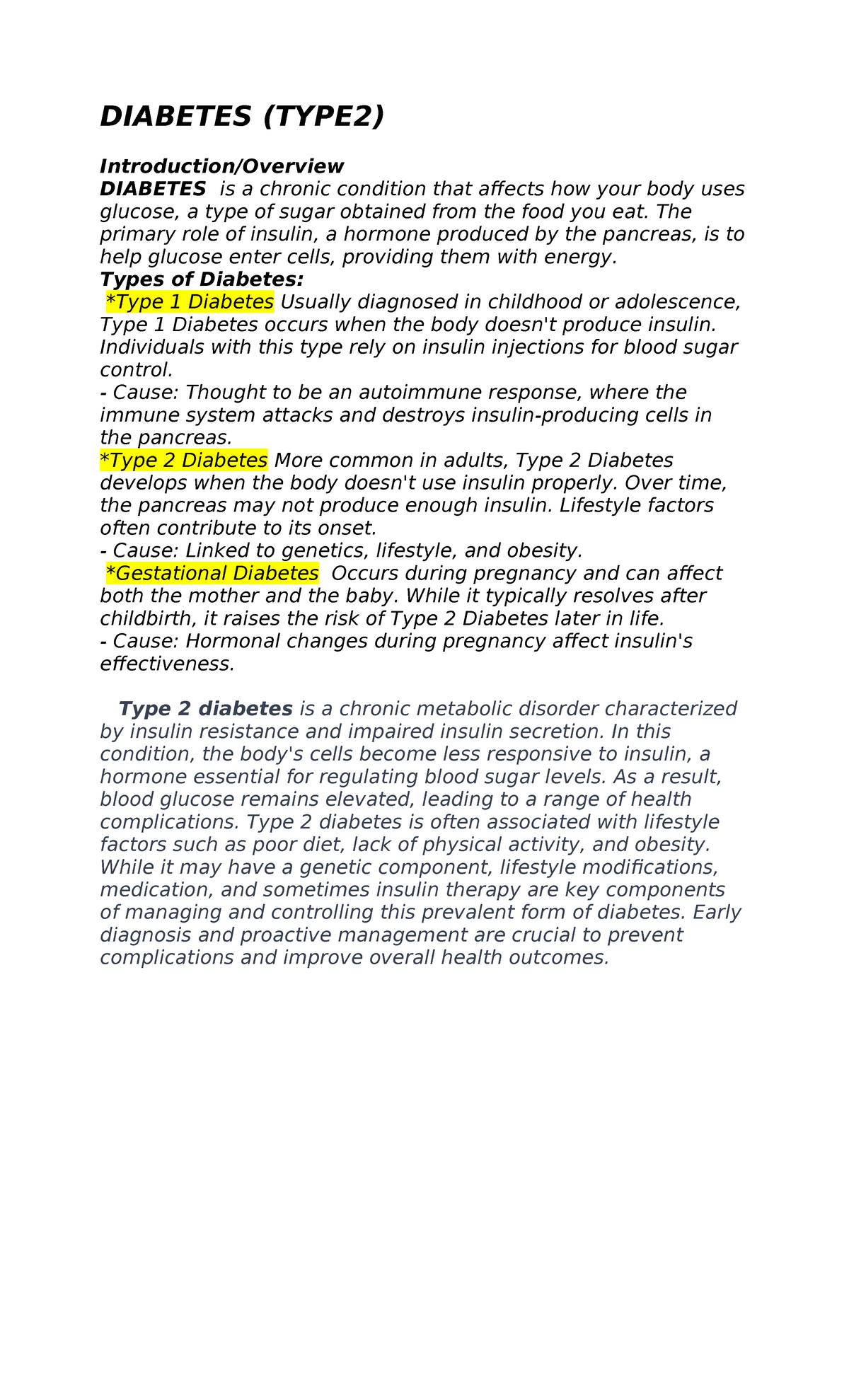 Mj zoey02 - Hopefully useful - DIABETES (TYPE2) ####### Introduction ...